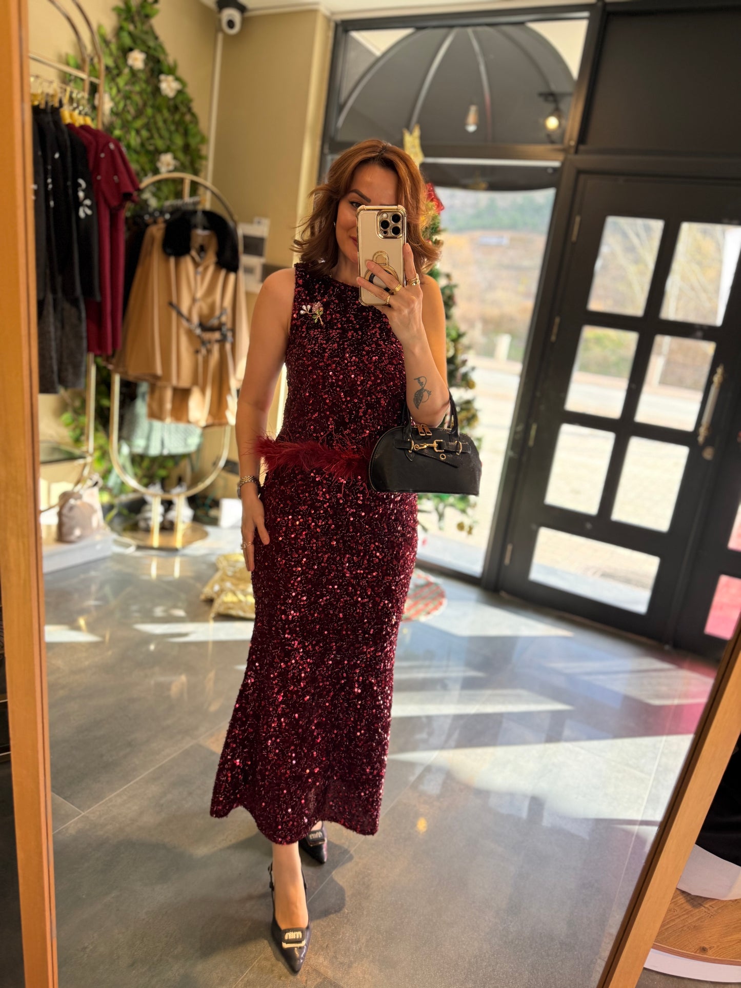 Nira Bordo Pullu Etek & Bluz Takım