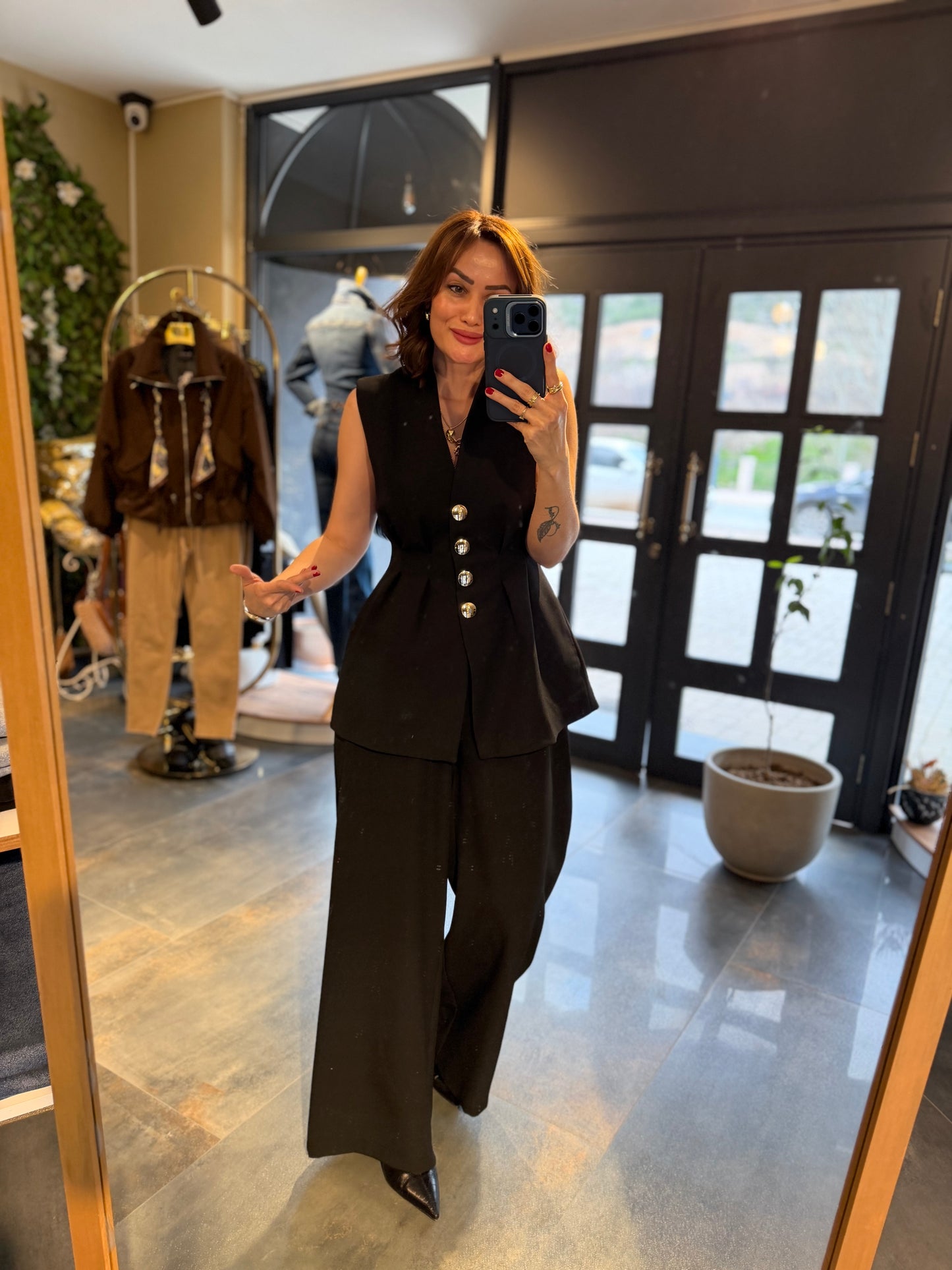 Newwel Siyah Yelek & Pantolon Takım