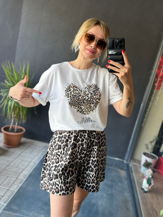 Mzr Leopar Şort /Tshirt Takım