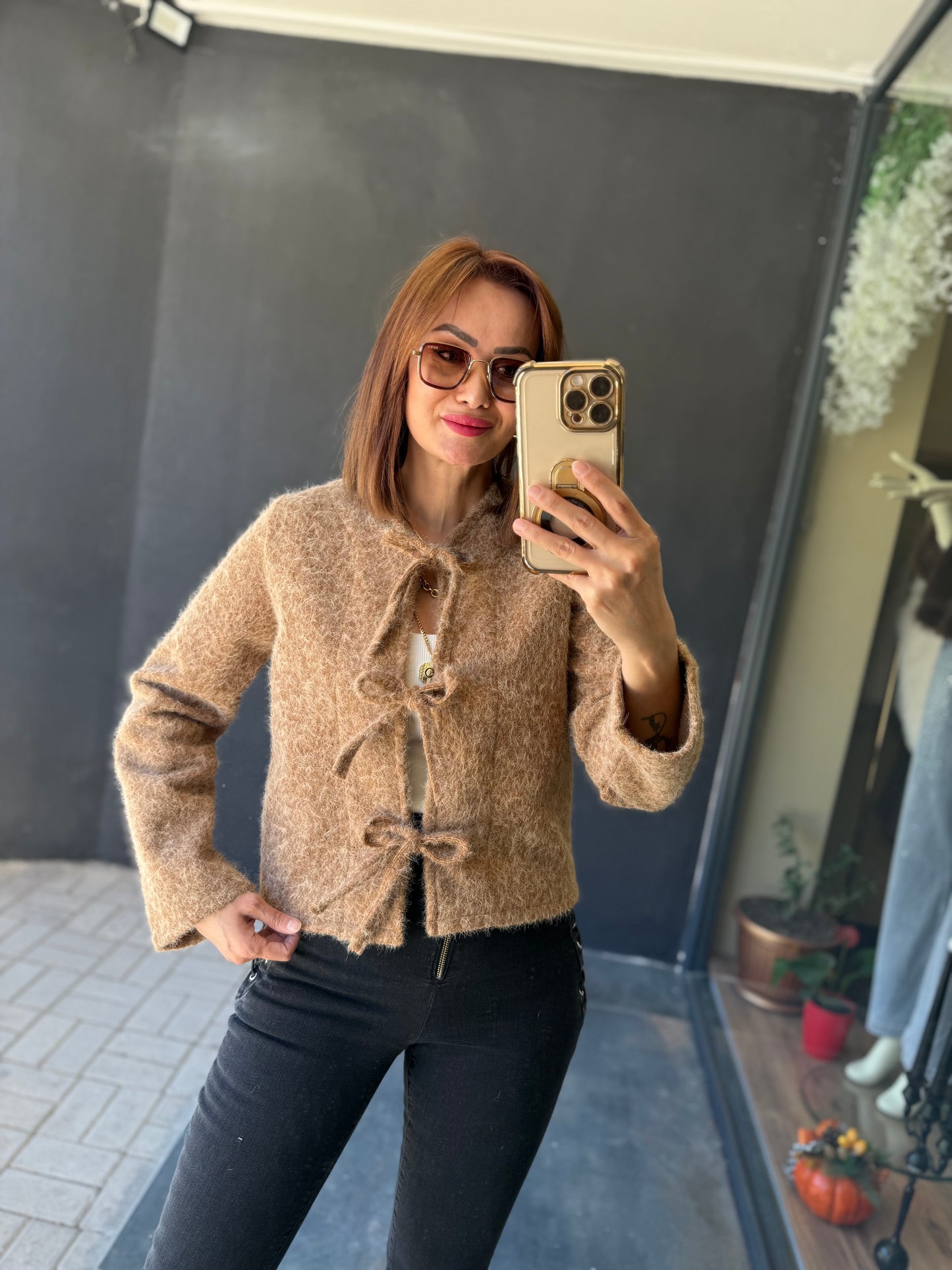 Creyn Kahve Keçe Hırka