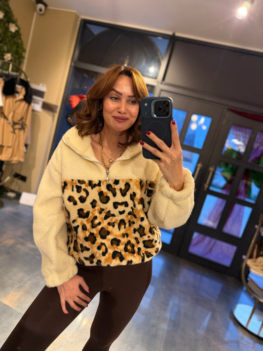 Mzr Leopar Peluş Sweat