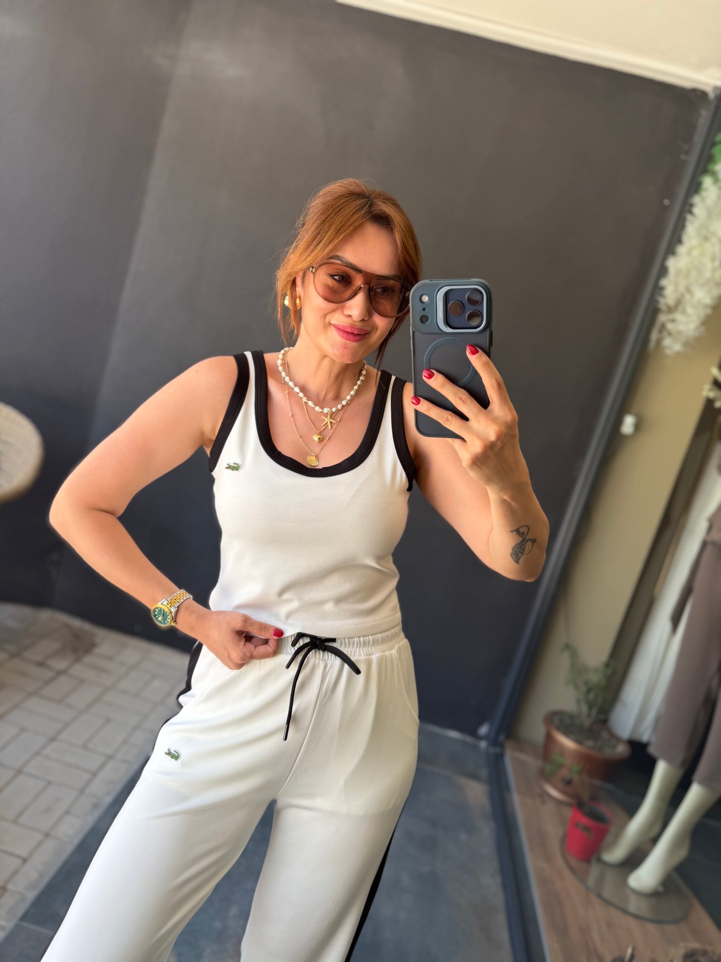 Beyaz Modal Kumaş Eşofman Takım