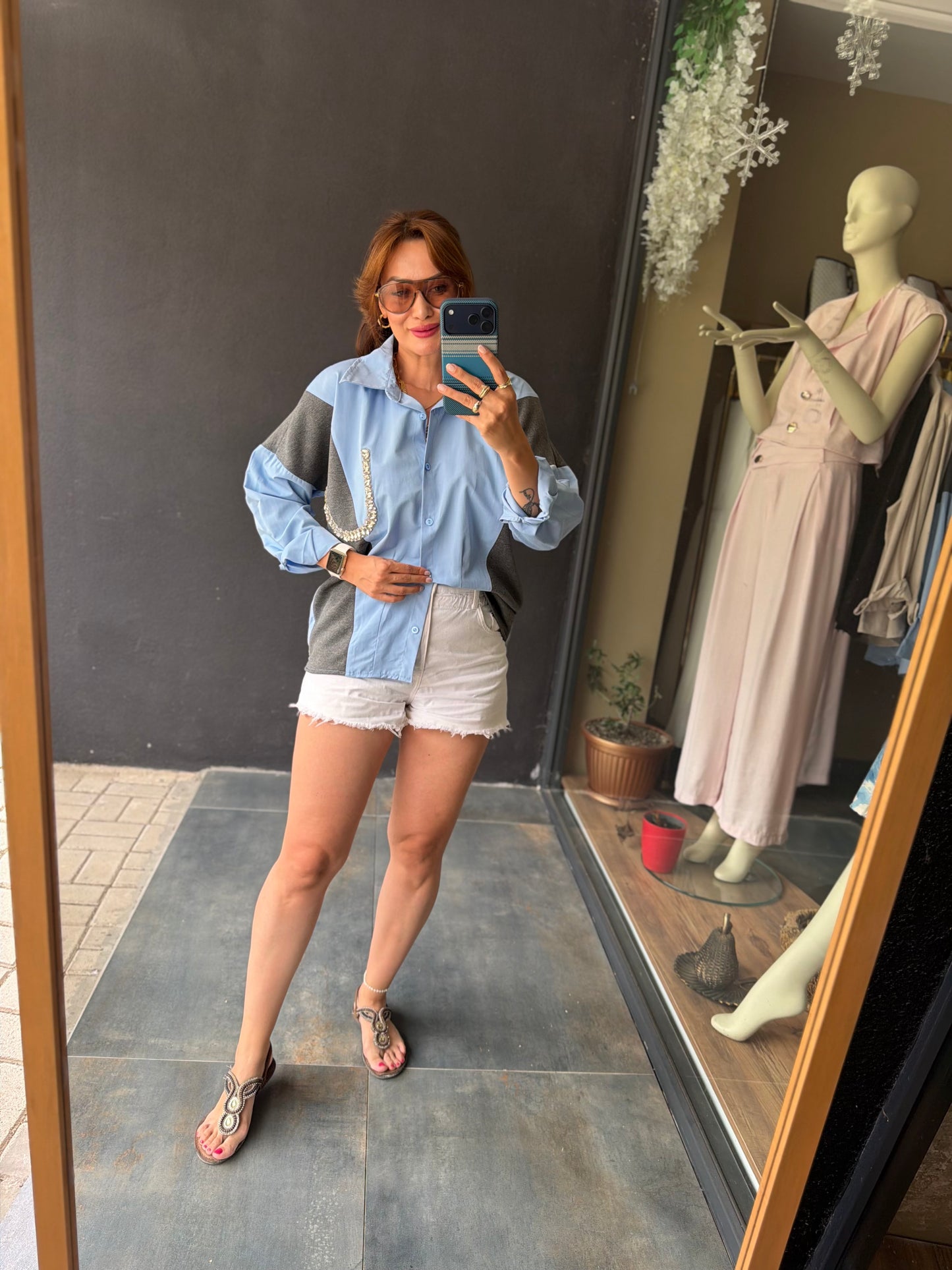 Pearl Pocket Mavi Gömlek ✨