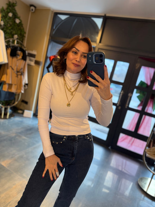 Mysecret Beyaz Yarım Balıkçı Body