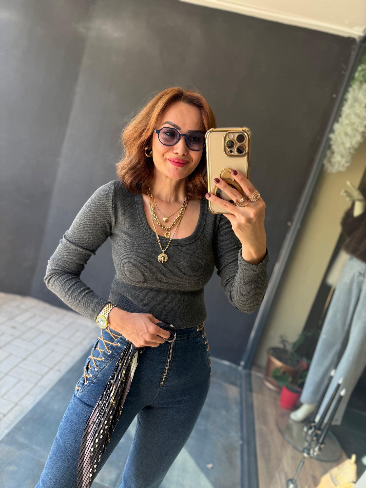 Hayko Gri Basic Bluz