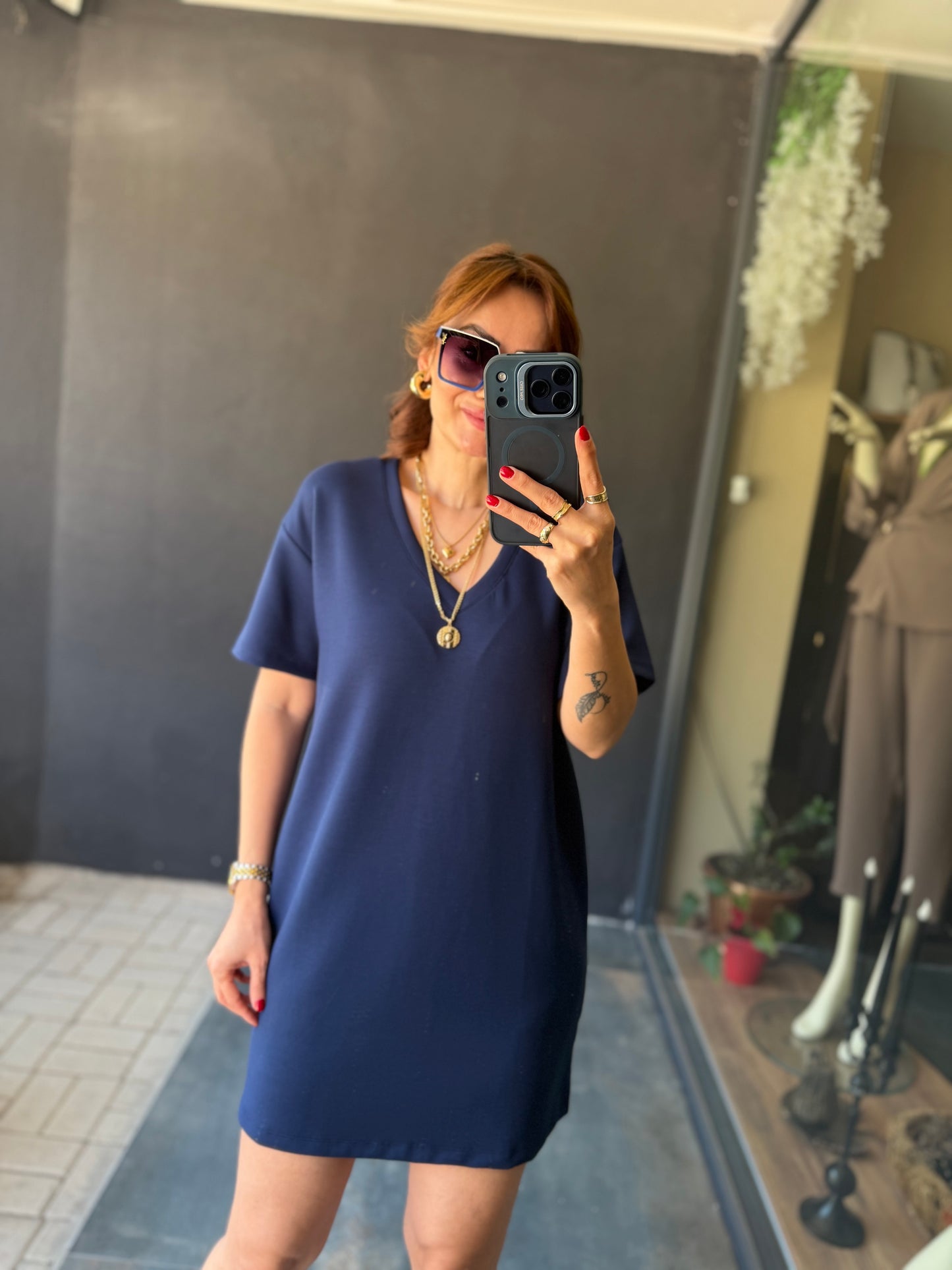 Wear Lacivert Basic Elbise