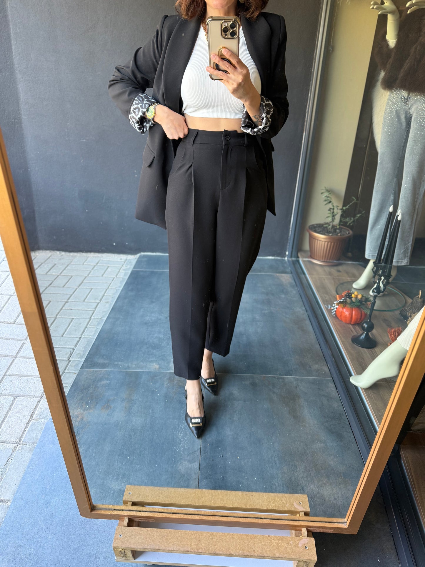 Melanj Siyah Ceket &Pantolon Takım