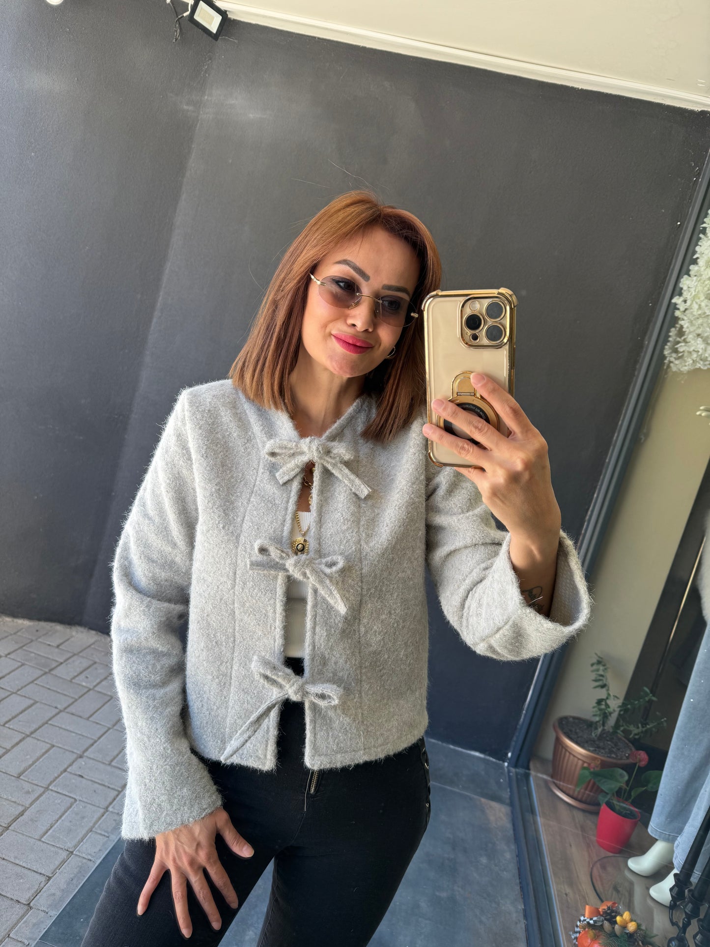 Creyn Gri Keçe Hırka