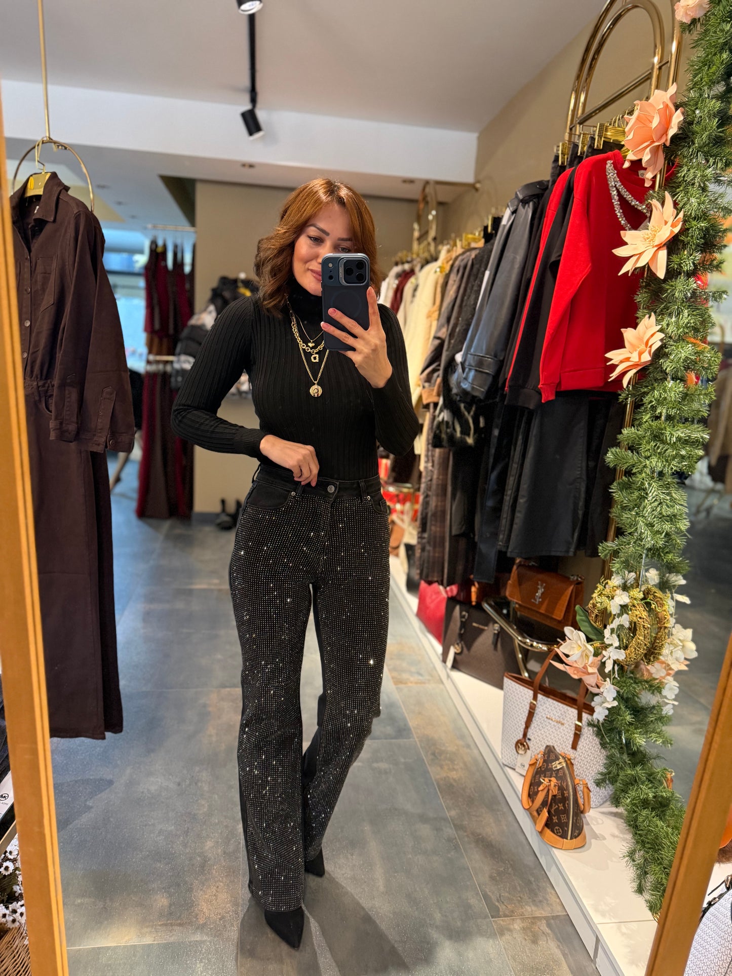 Xlove Straight Siyah Taş İşleme Jean