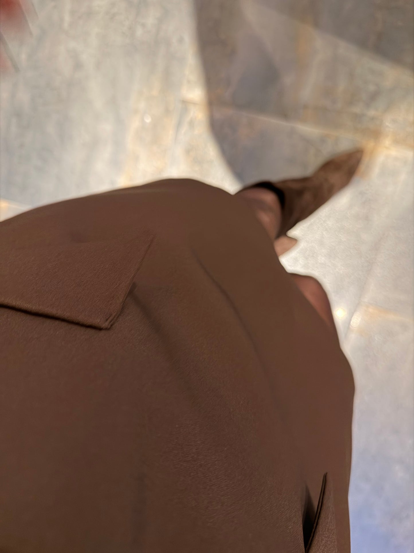 Moss Kahve Cep Detaylı Vatkalı Elbise