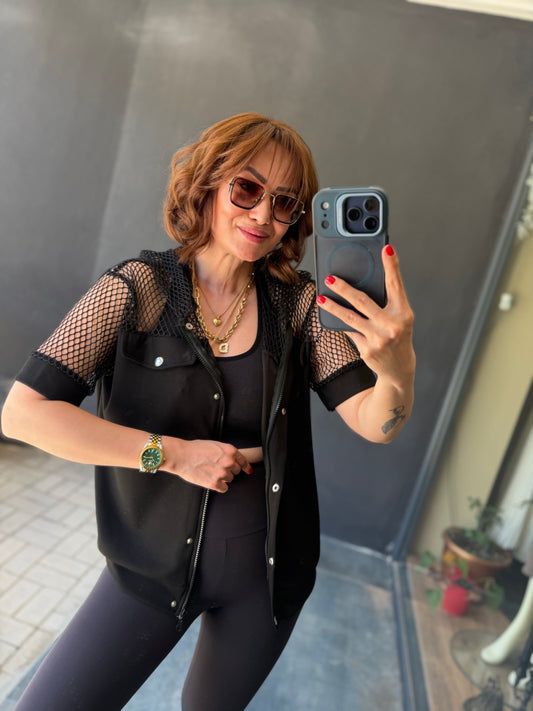 Şems Siyah File Ceket