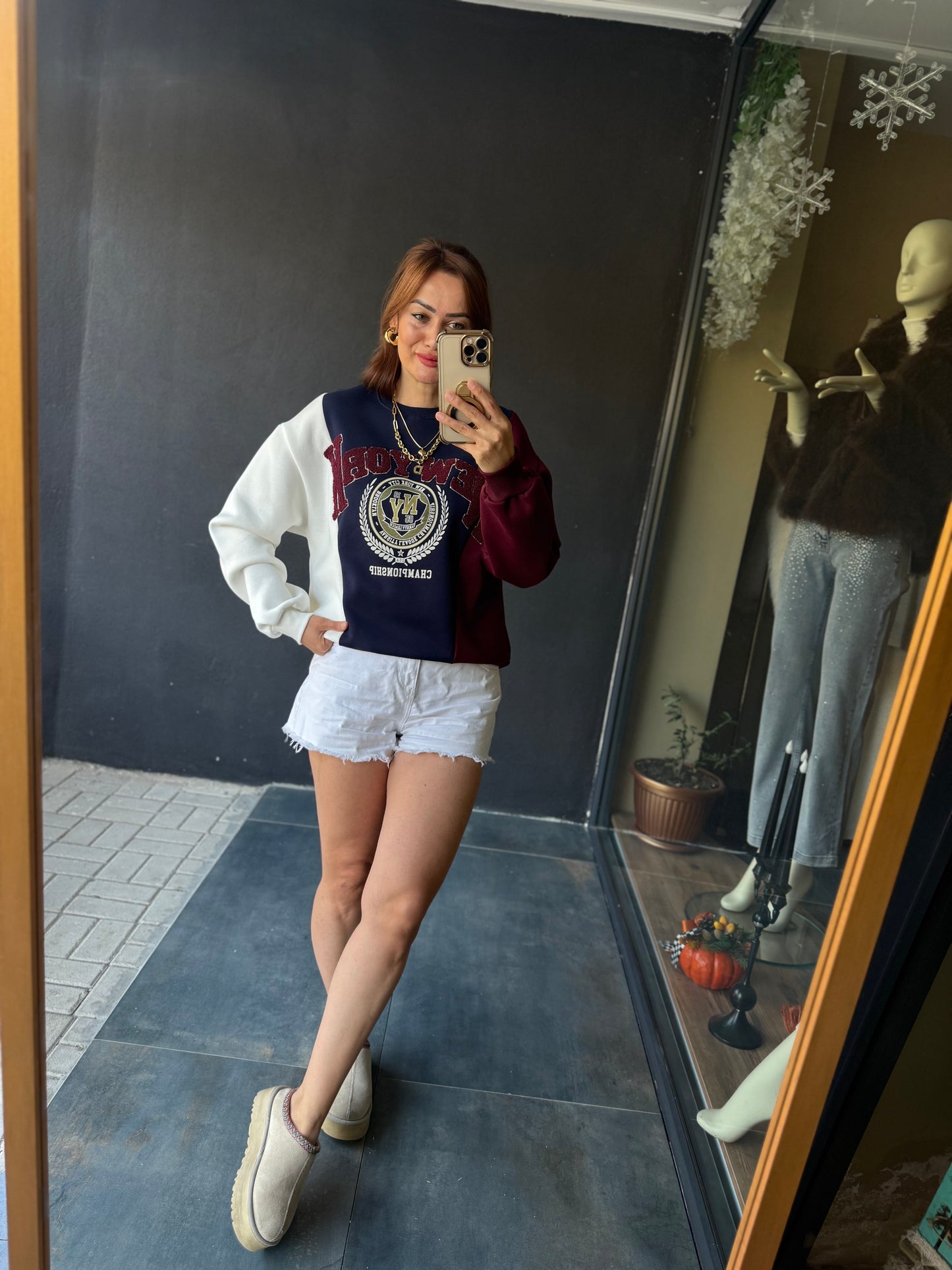 Muvy Bordo Kabartmalı Sweatshirt
