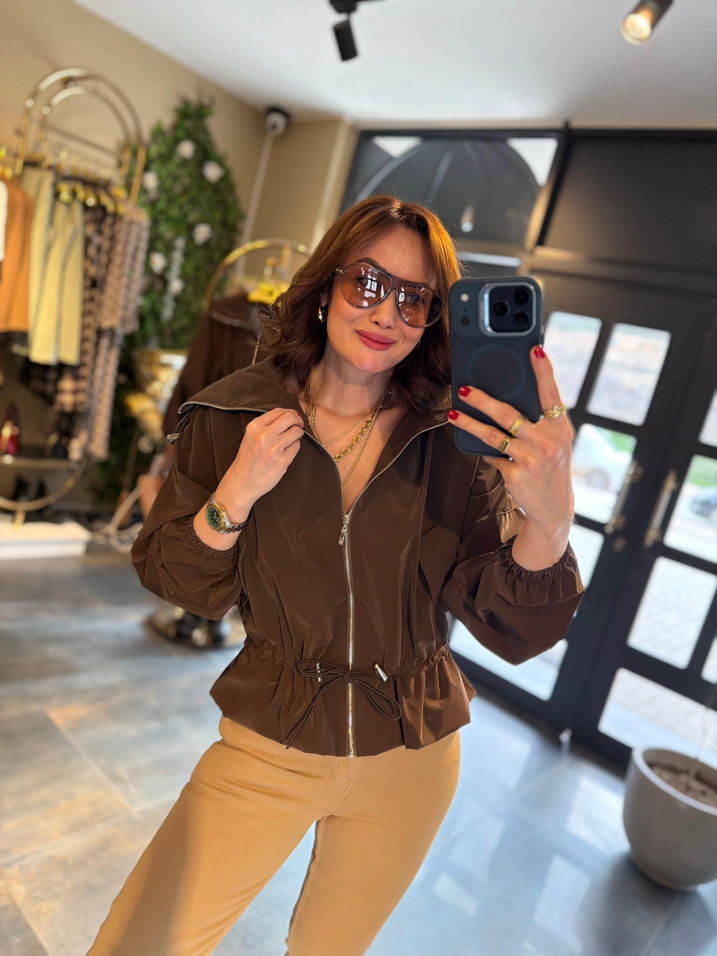 Krista Kahve Büzgülü Ceket