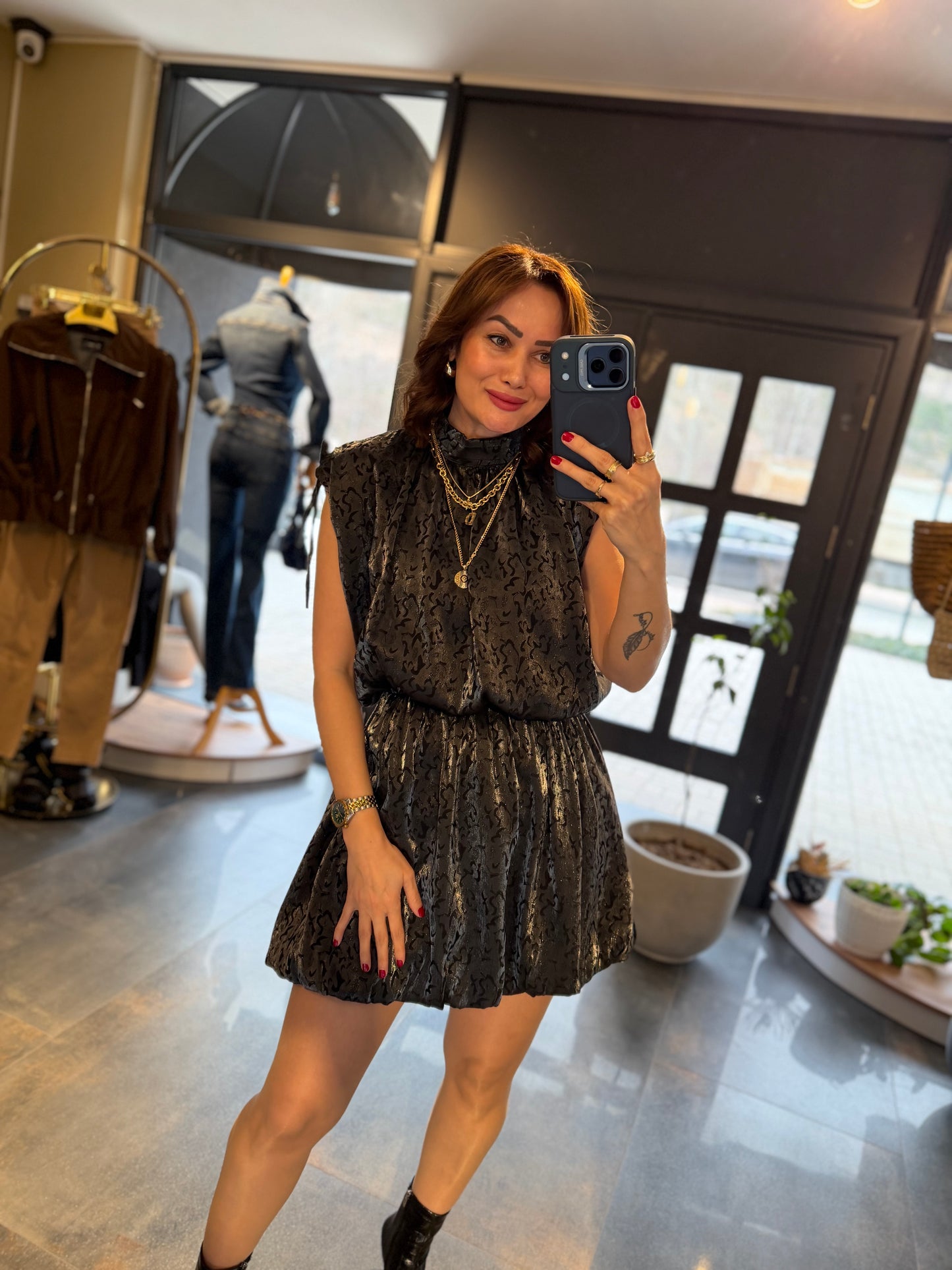 Treyo Gri Balon Elbise