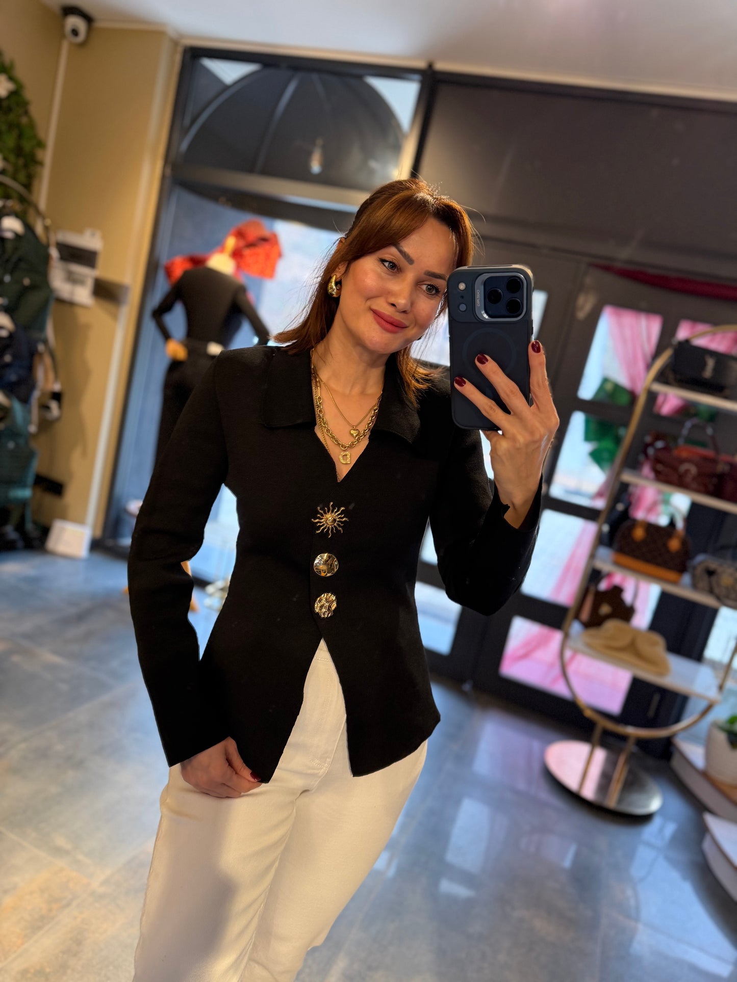 Given Siyah Çelik Örme Bluz