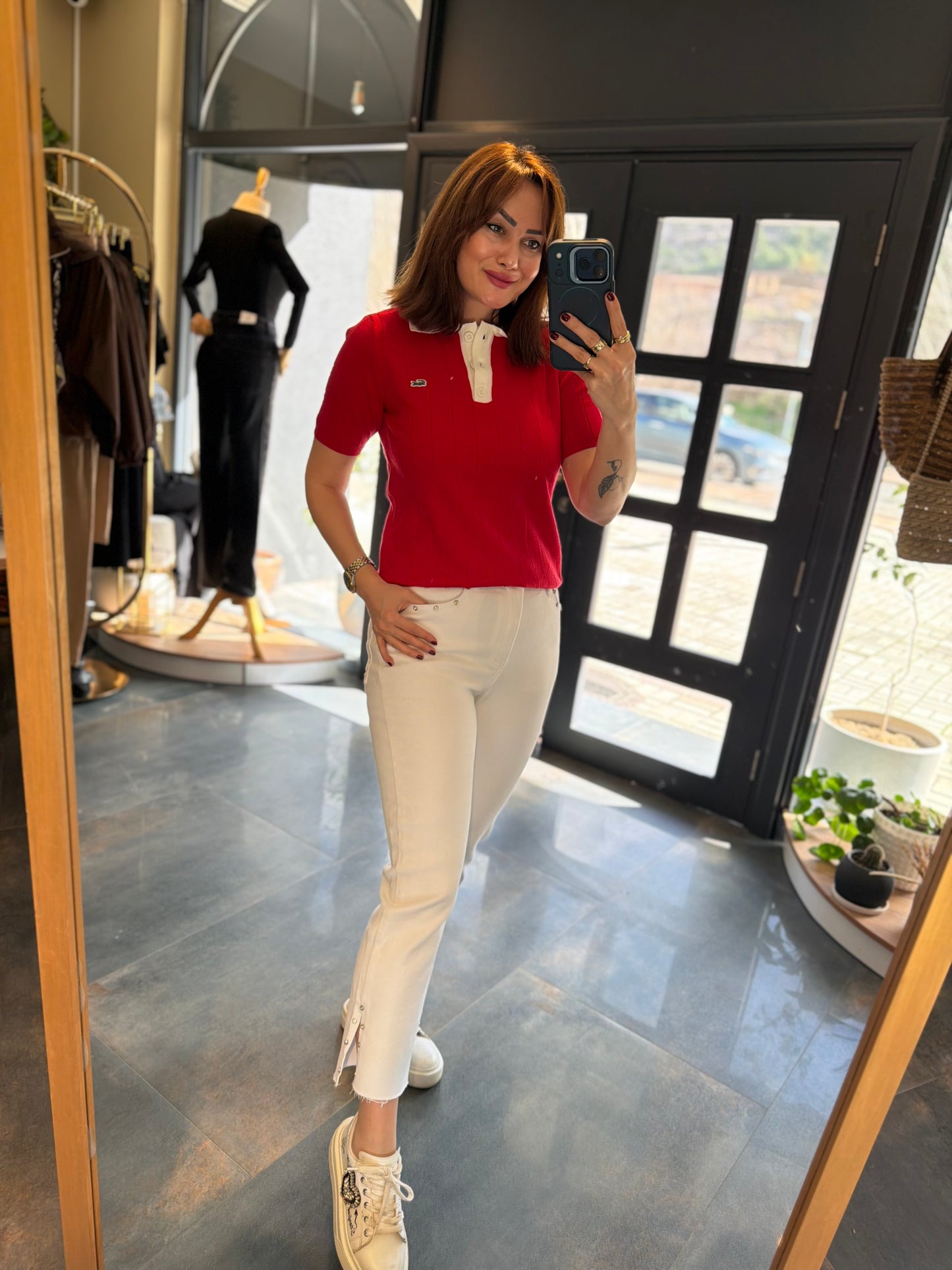 Misse Kırmızı Triko Kısa Kol T-Shirt