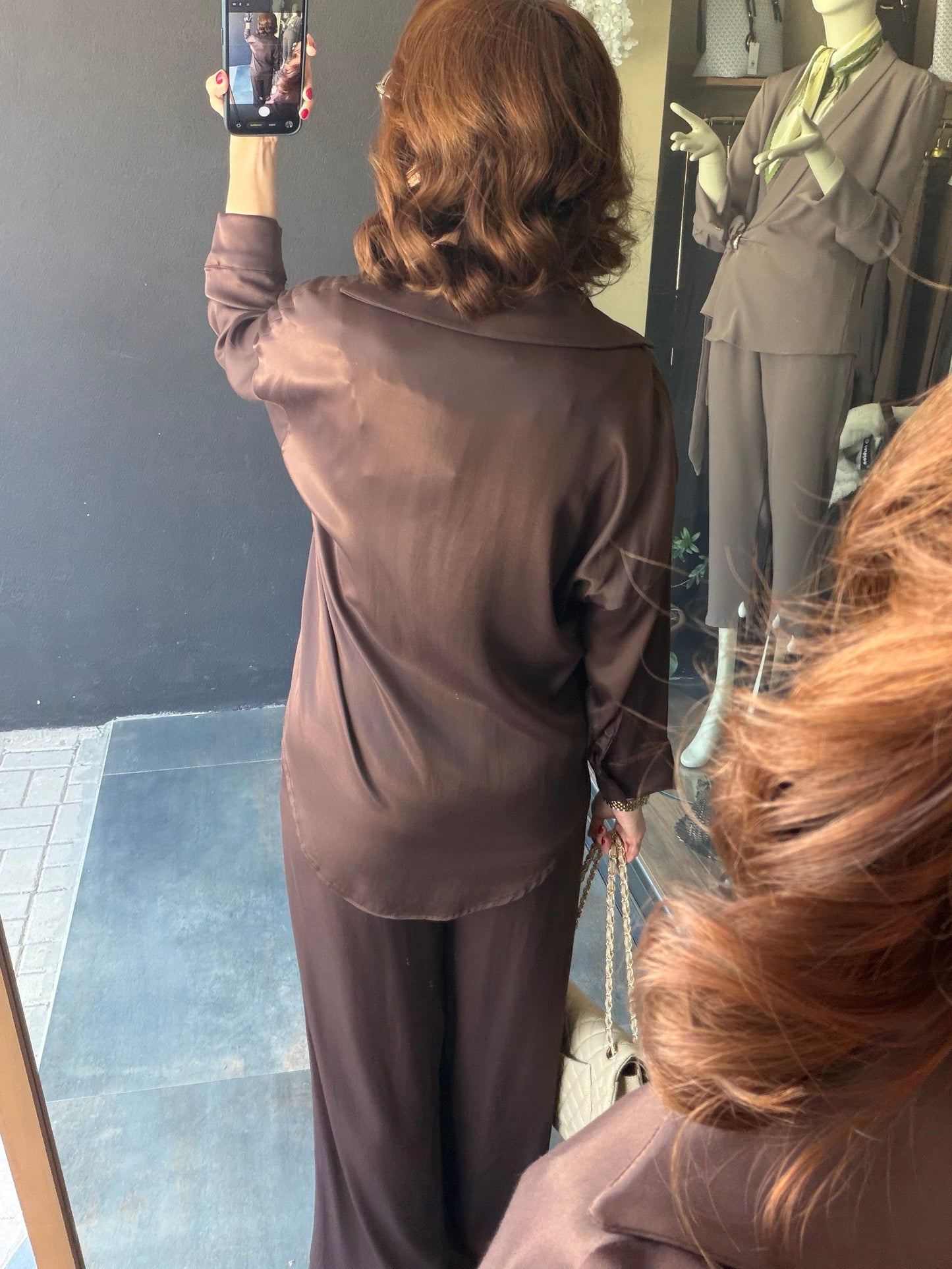 Lost Kahve Pamuklu Saten Broşlu Takım