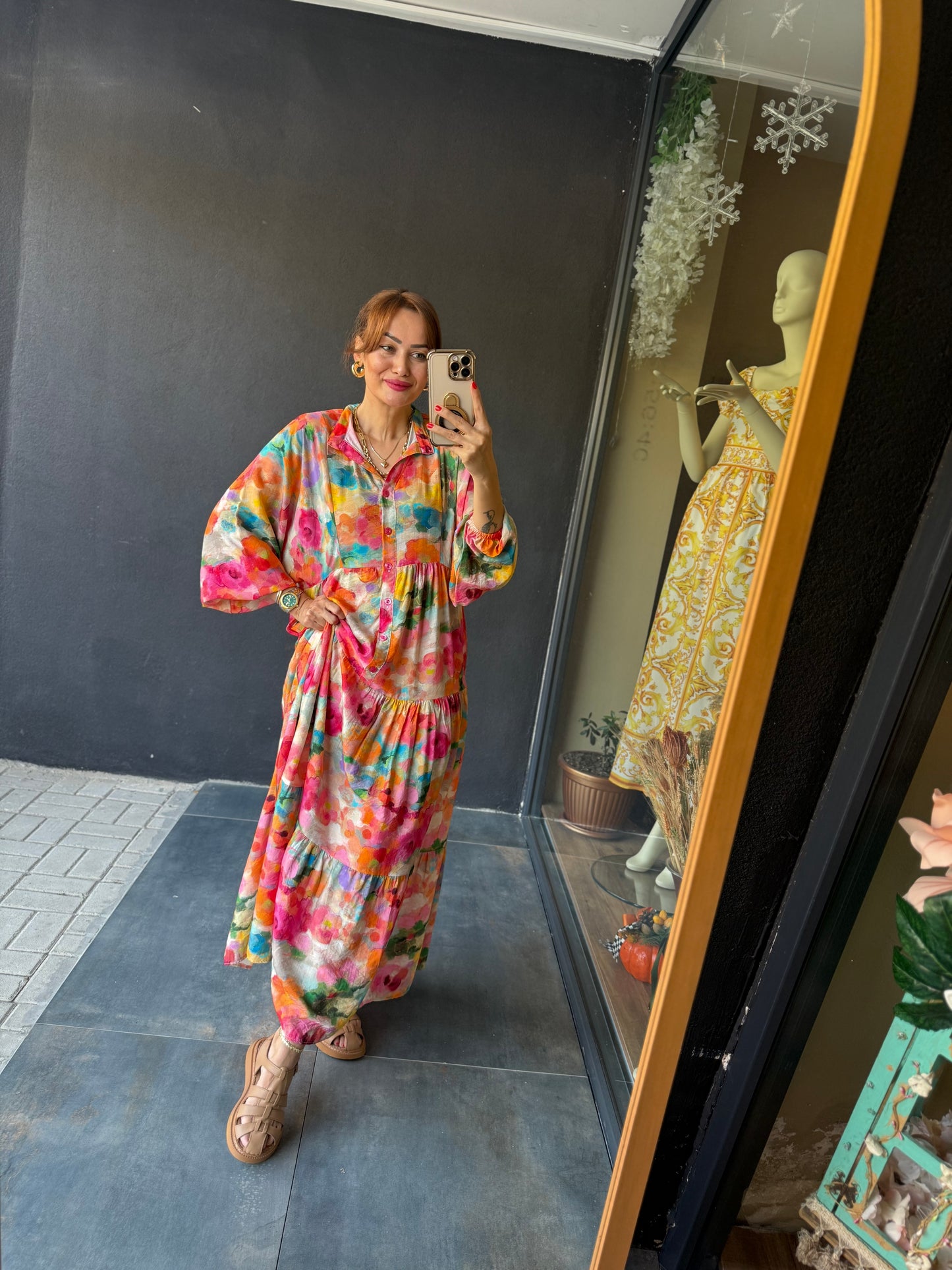 Naryn Renkli Tensel Elbise