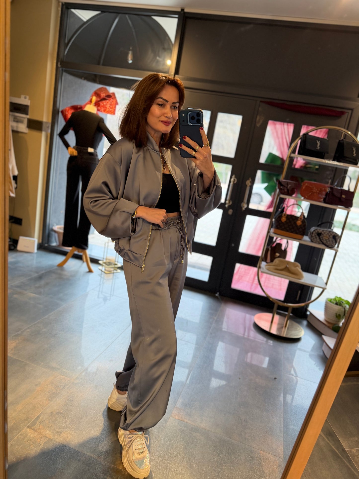 Norman Gri Saten Takım