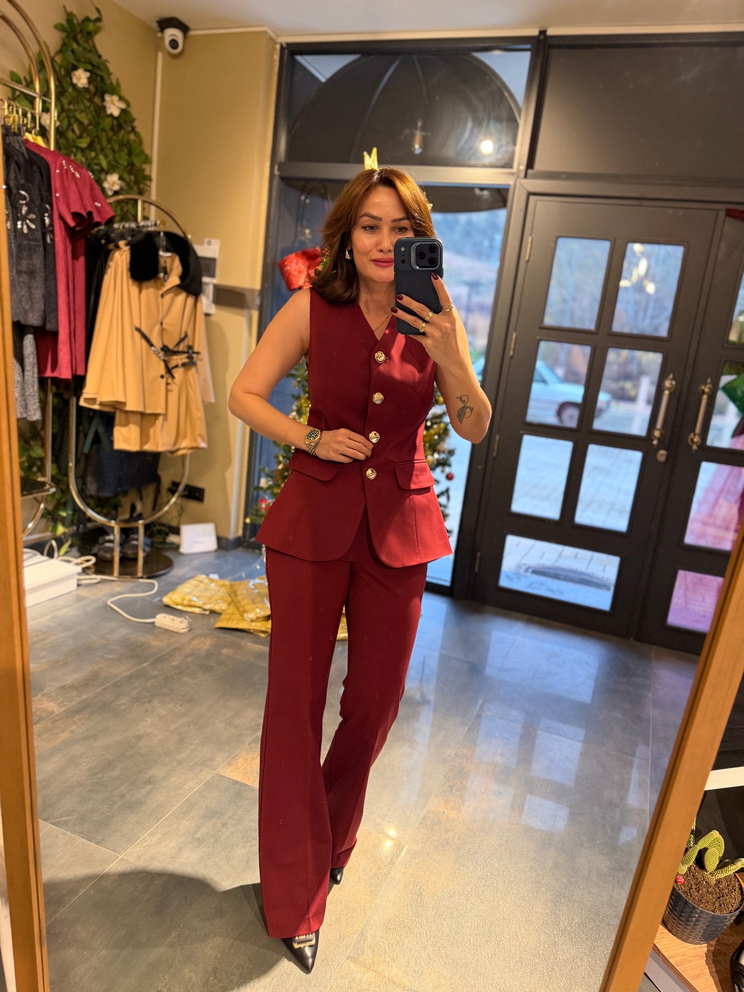 Lingo Bordo Yelek & Pantolon Takım