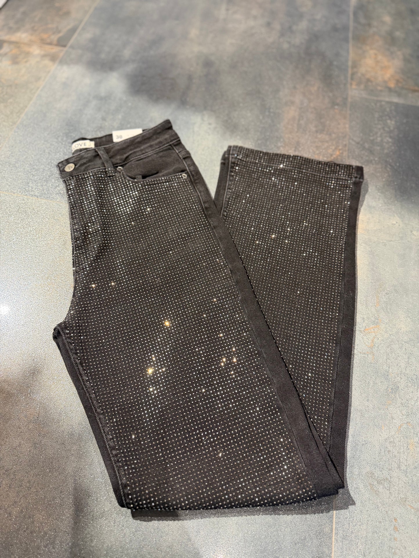 Xlove Straight Siyah Taş İşleme Jean