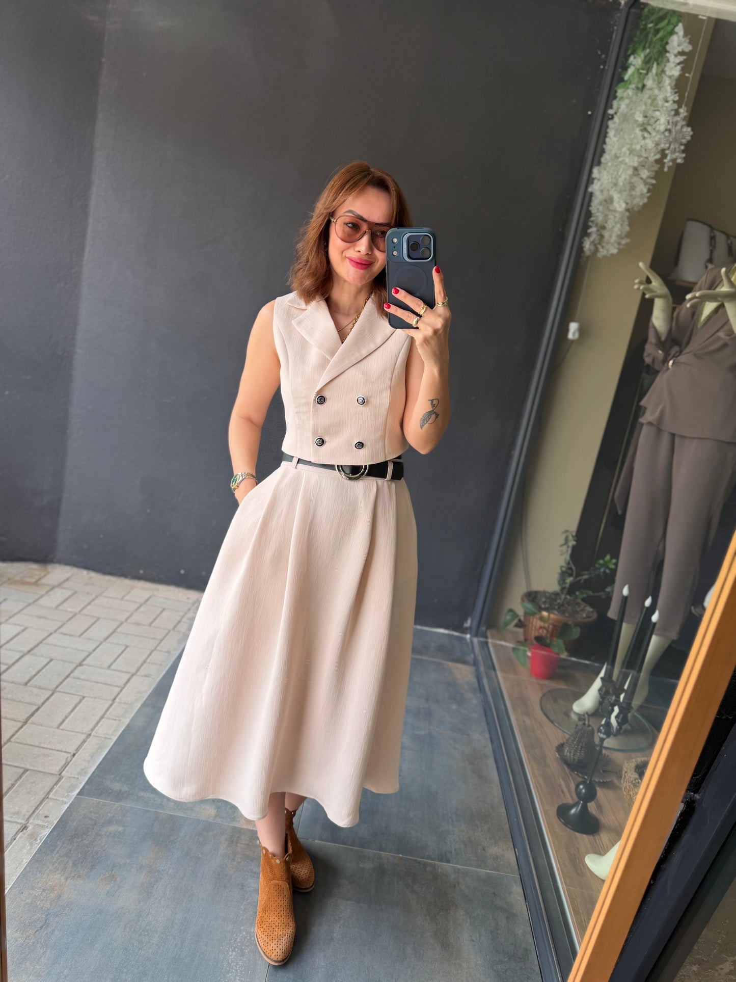 Parasidas Bej Etek & Yelek Takım