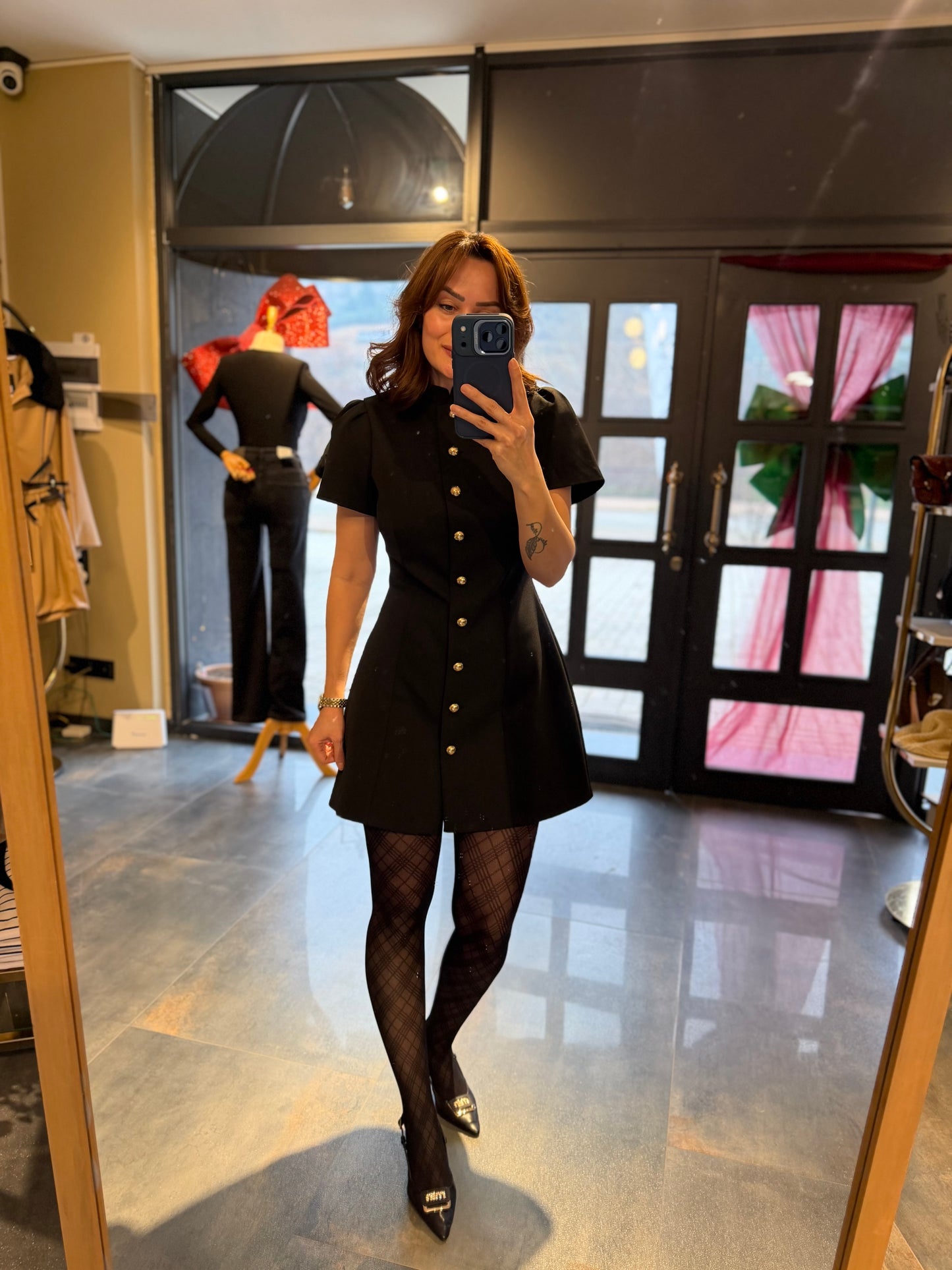 Mosss Siyah / Gold Düğmeli Elbise