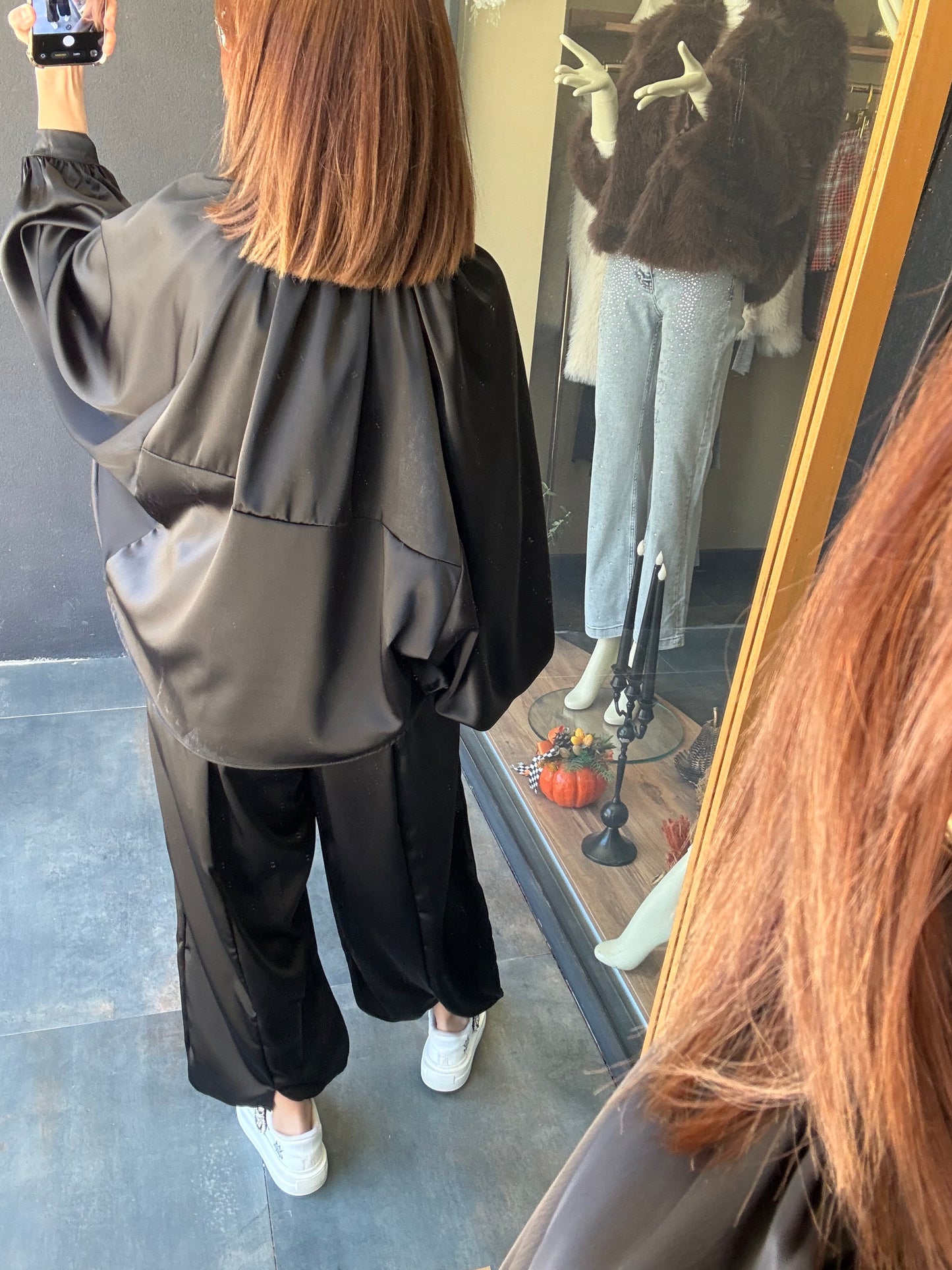 Cardinal Siyah Saten Bomber Takım