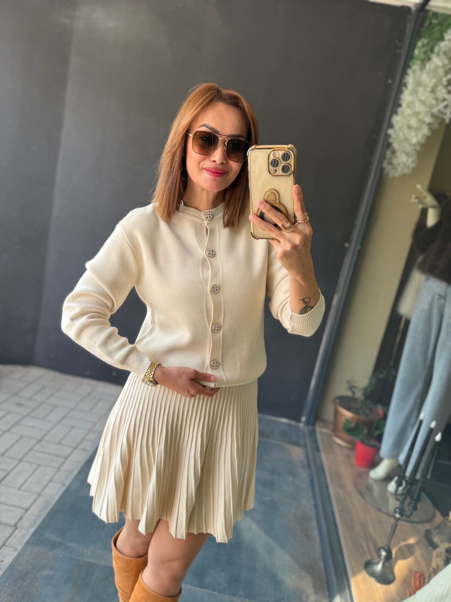 Noly Bej Etek & Hırka Triko Takım