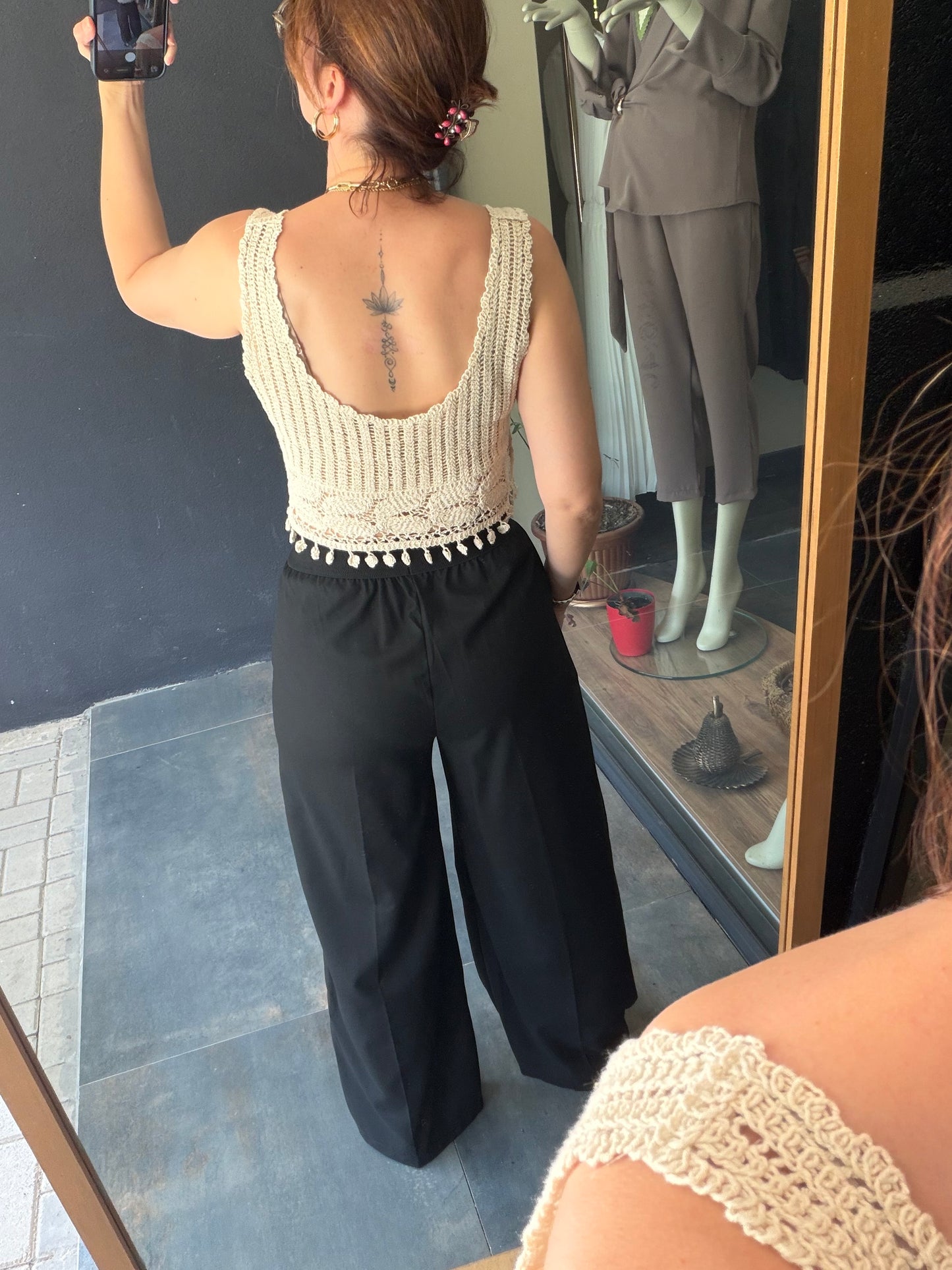 Siyah Palazzo Ve Etnik Bluz Kombin