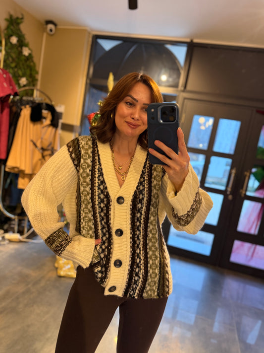 Estas Etnik Desen Hırka