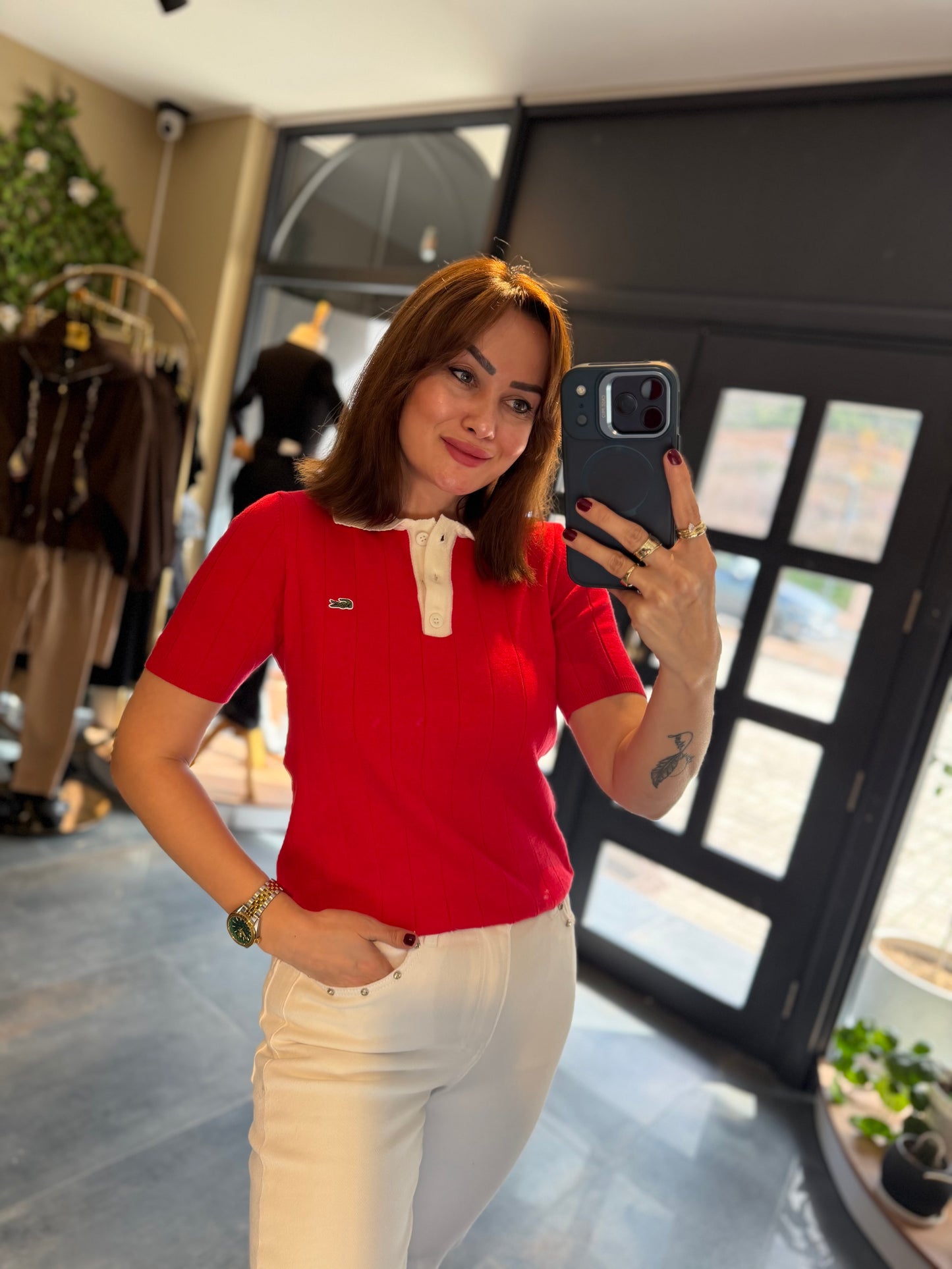 Misse Kırmızı Triko Kısa Kol T-Shirt