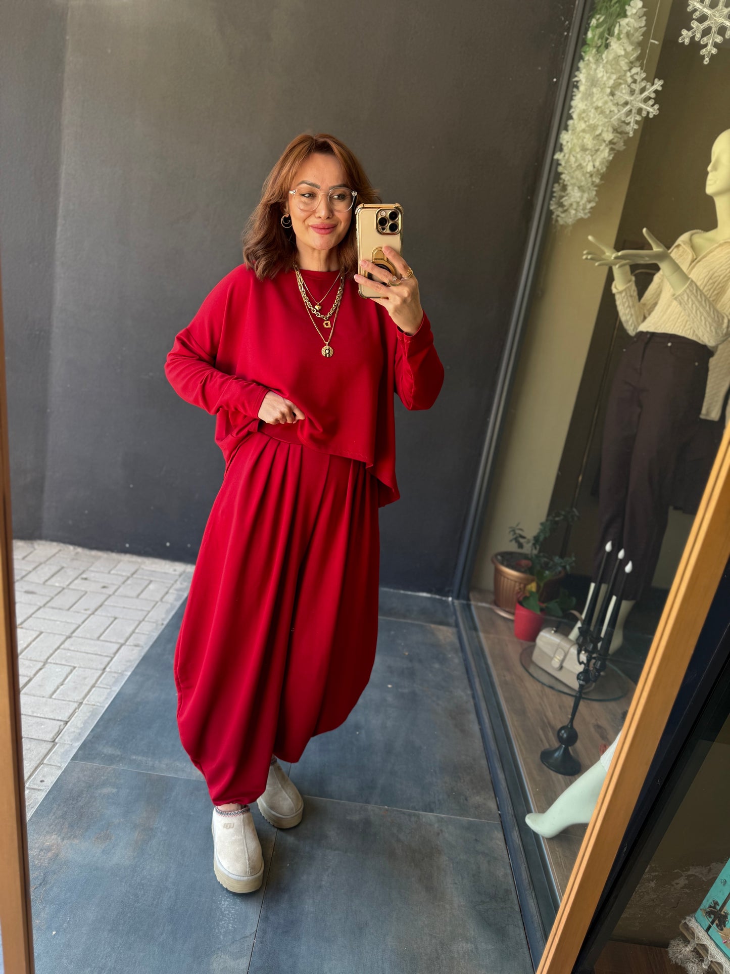 Modal Kırmızı Harem Takım