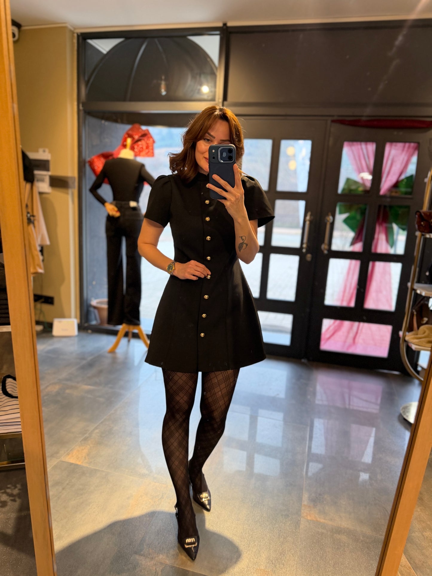 Mosss Siyah / Gold Düğmeli Elbise