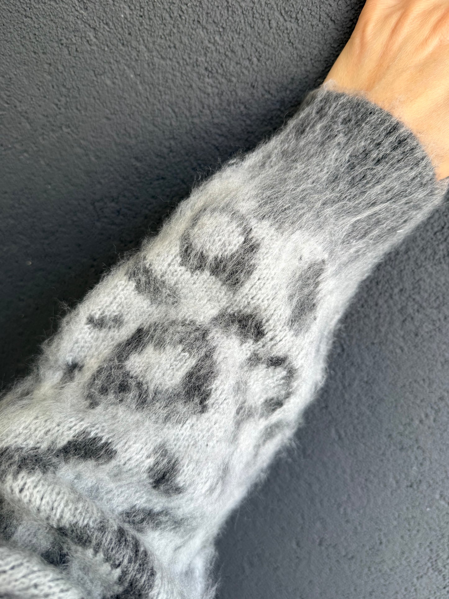 Ozi Gri Leopar Kaşmir Kazak