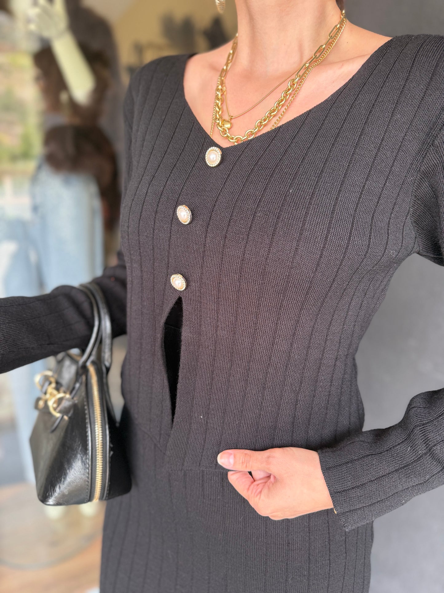 Tria Siyah Triko Etek & Bluz Takım