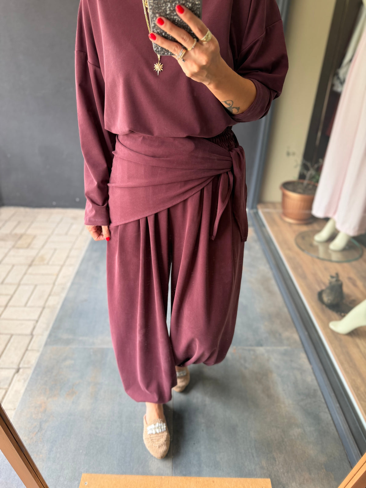 Prenses Bordo Pike Modal Takım