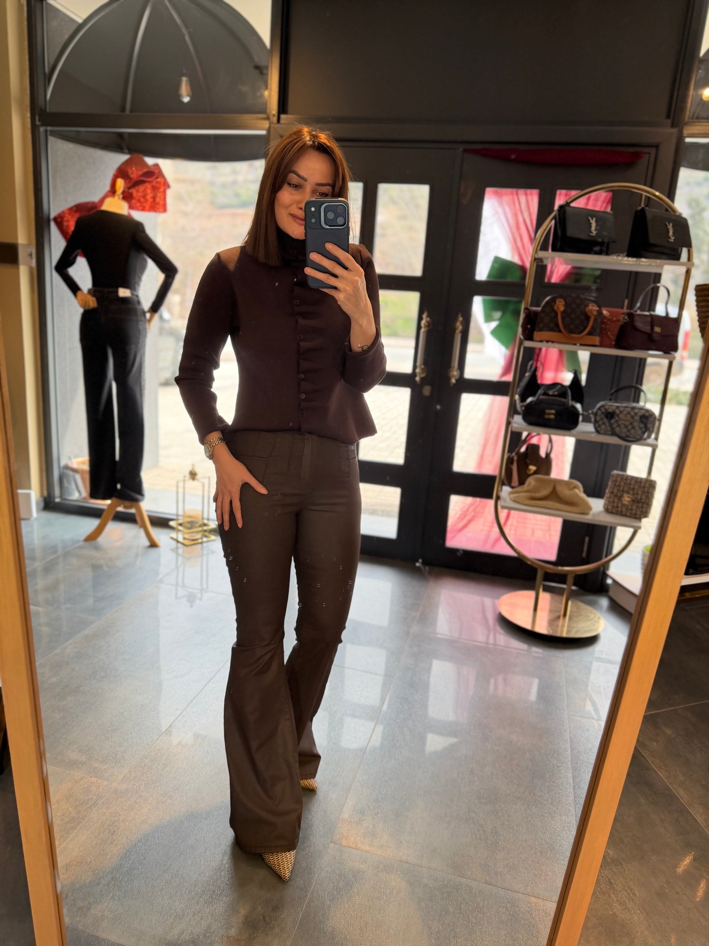 Xlove Mumlu Kahve İspanyol Pantolon