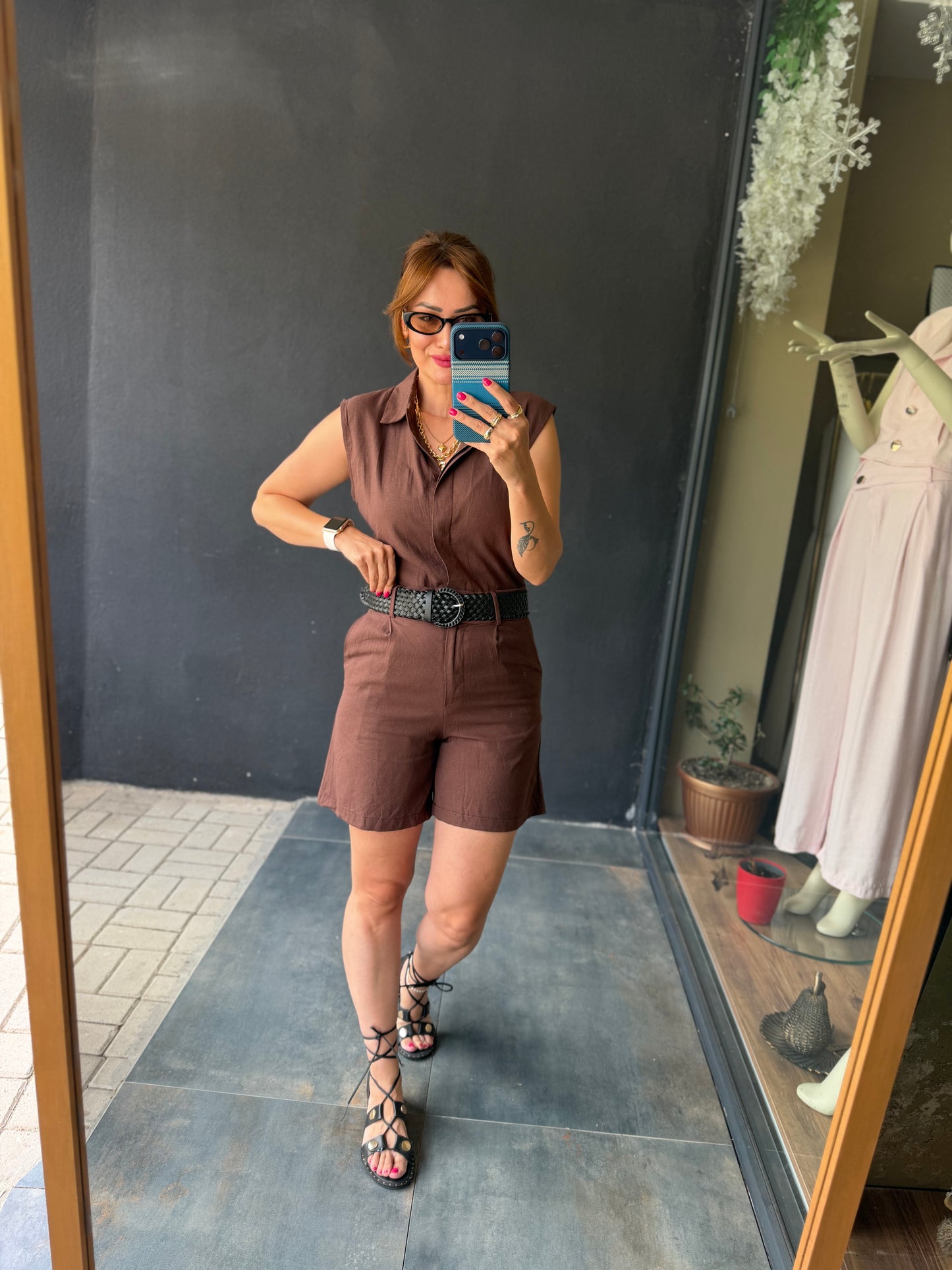 Kahve Keten Blush Tulum