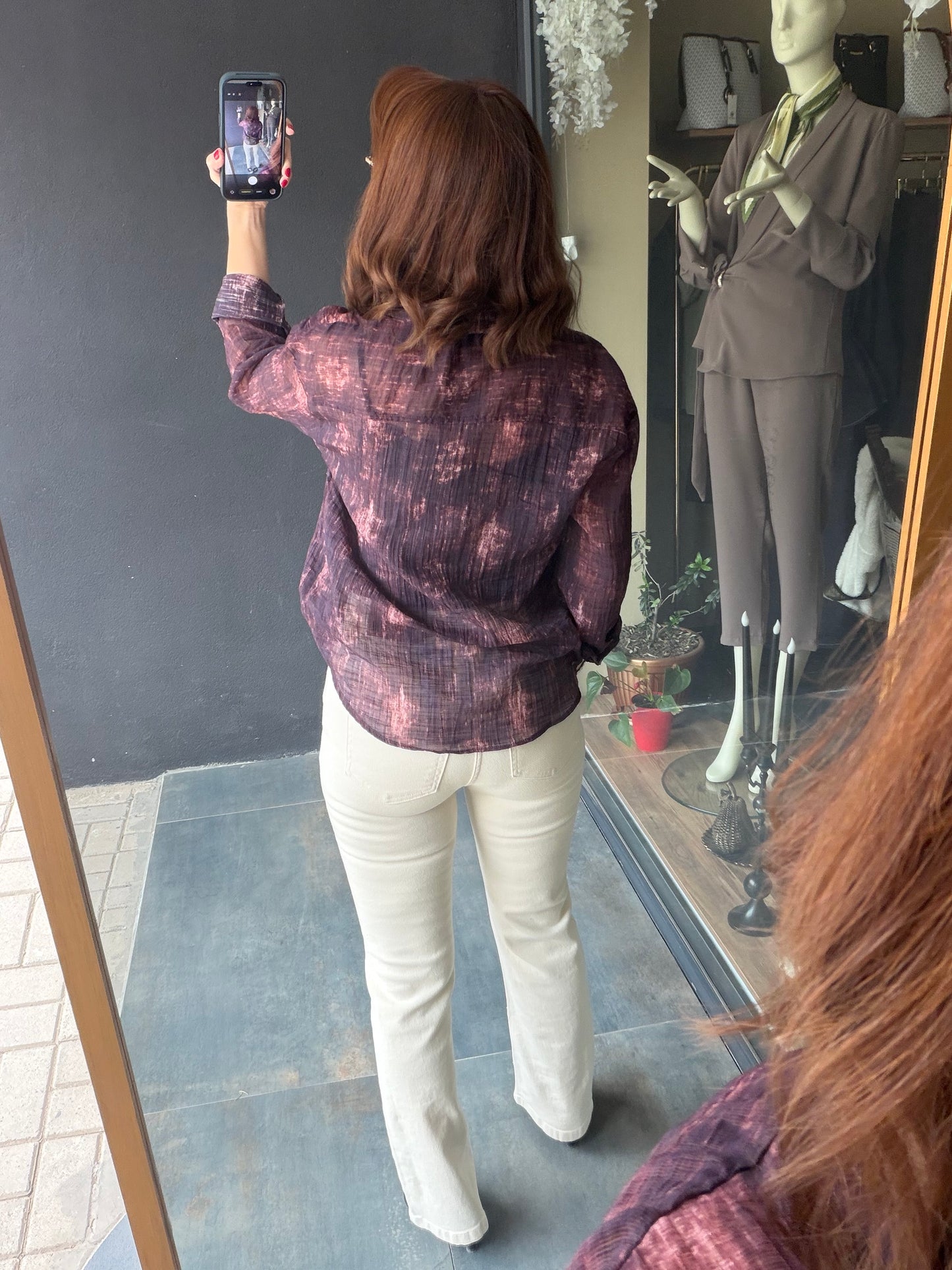 Vilen Bordo Transparan Gömlek