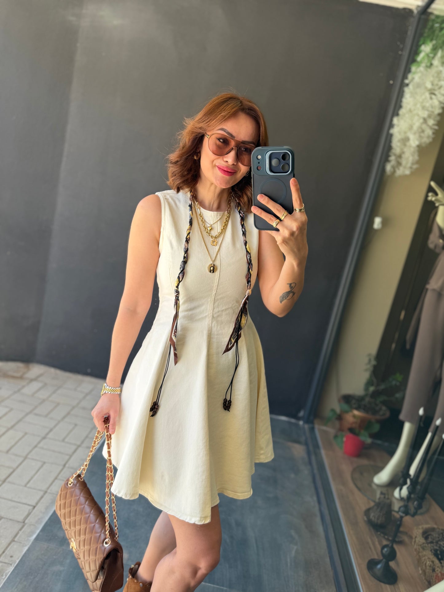 Sezi Bej Jean Mini Elbise