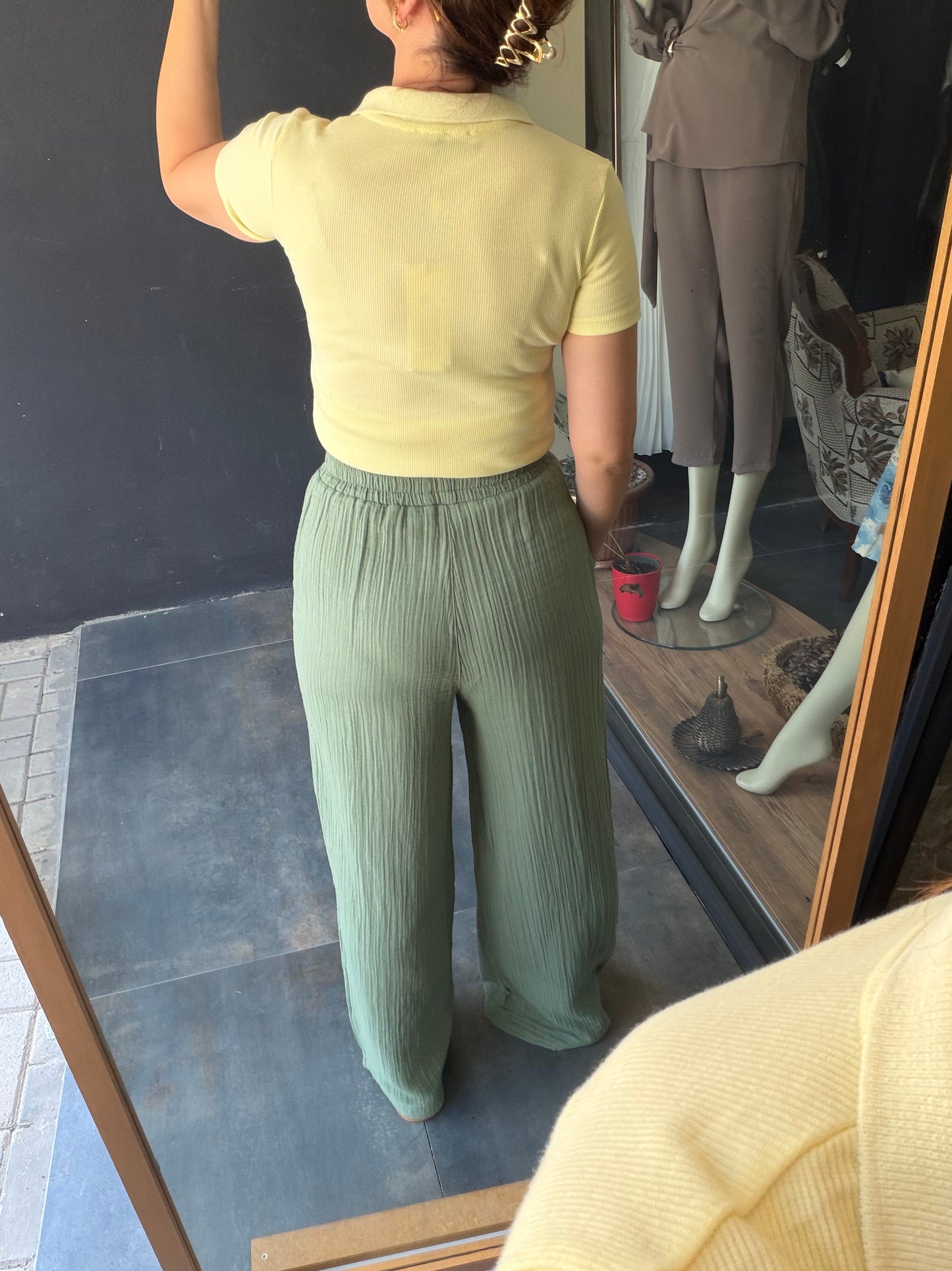Mint Müslin Pantolon & T-Shirt Kombin
