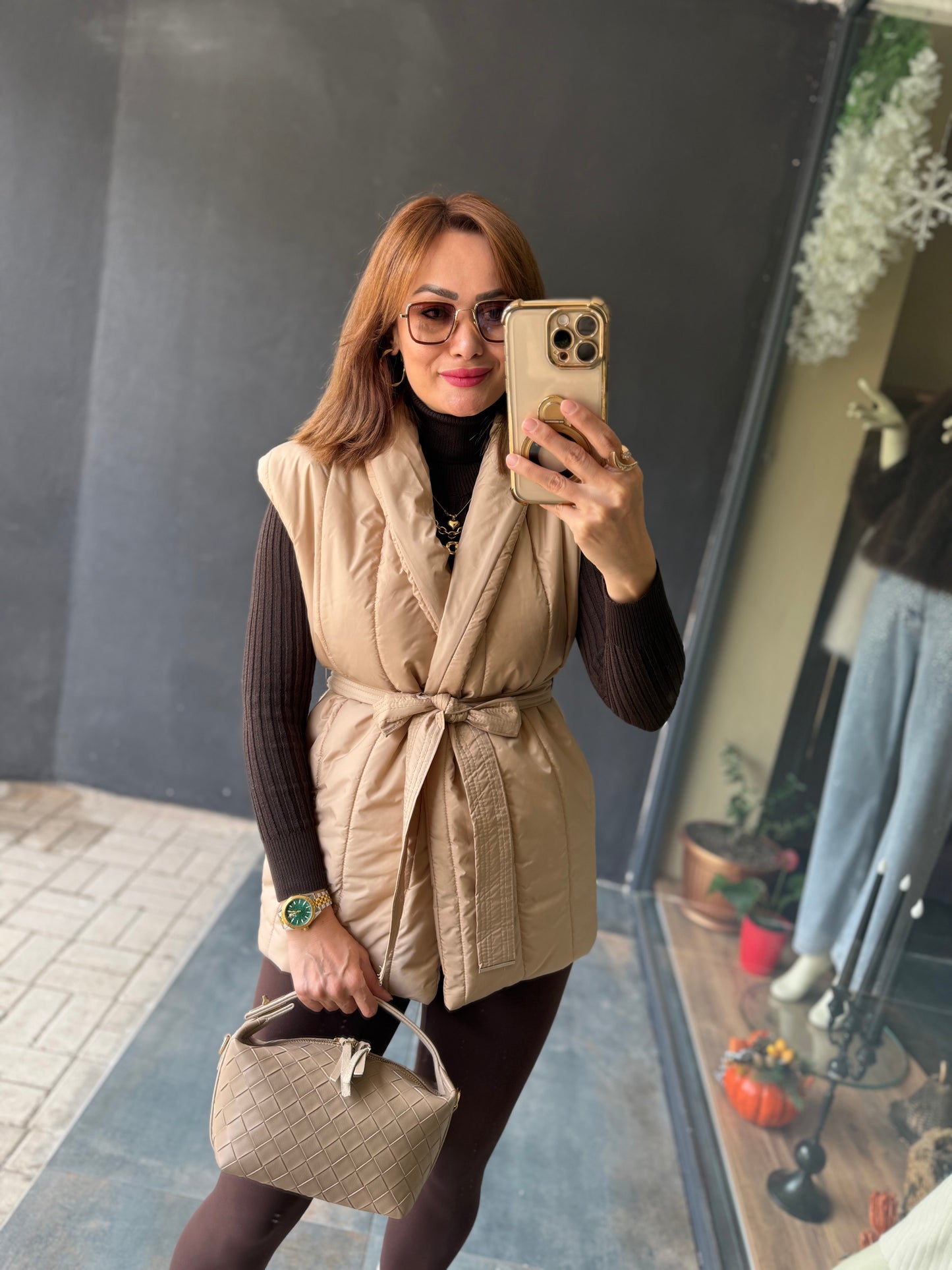 Swena Bej Puffy Yelek