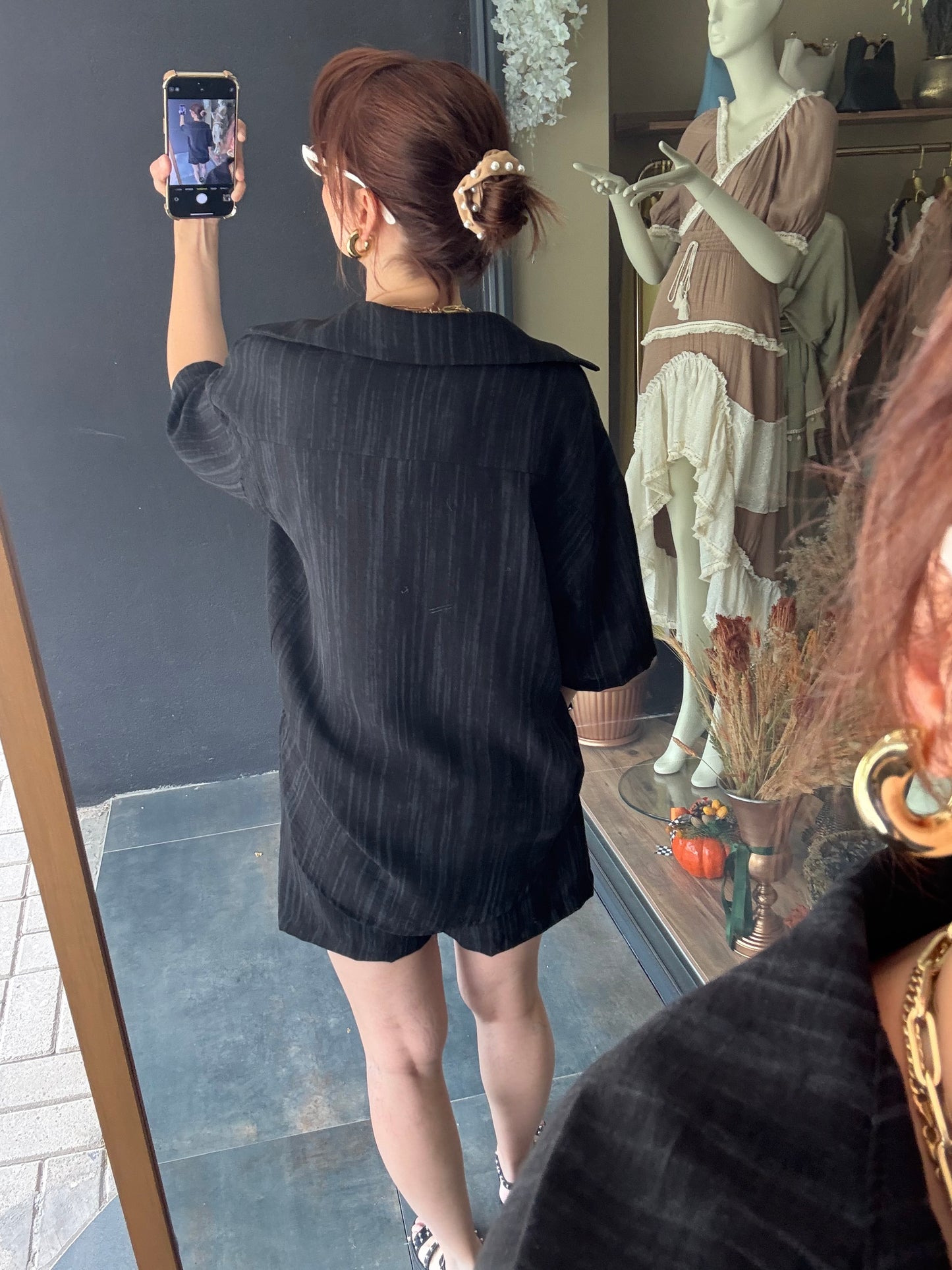 Bandido Siyah Keten Şort Takım