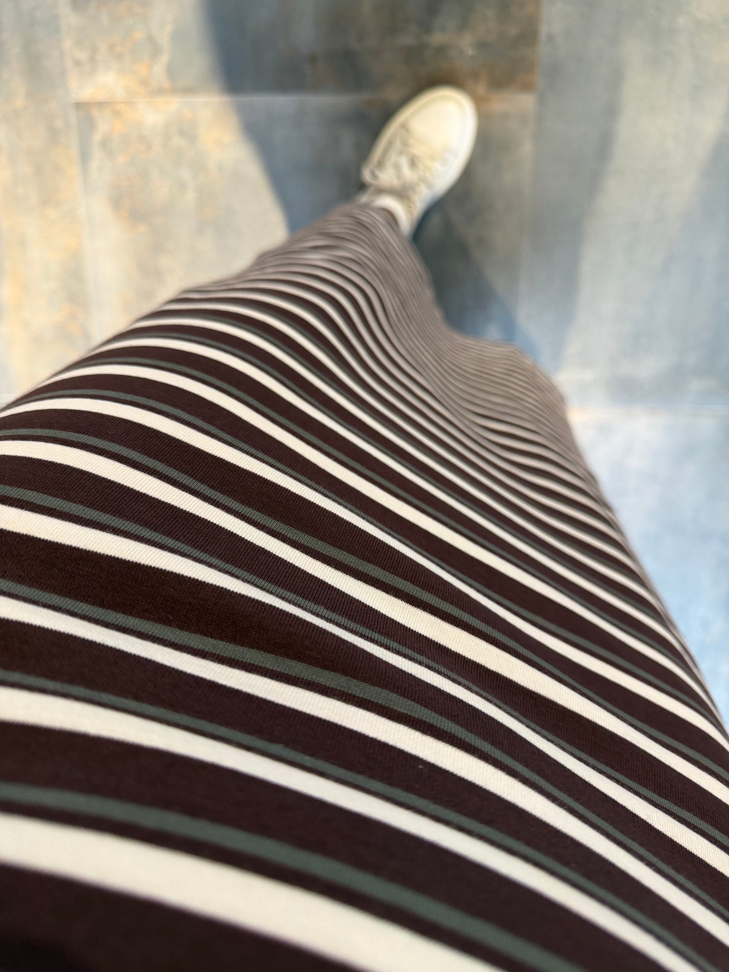 Oste Kahve Çizgili Elbise