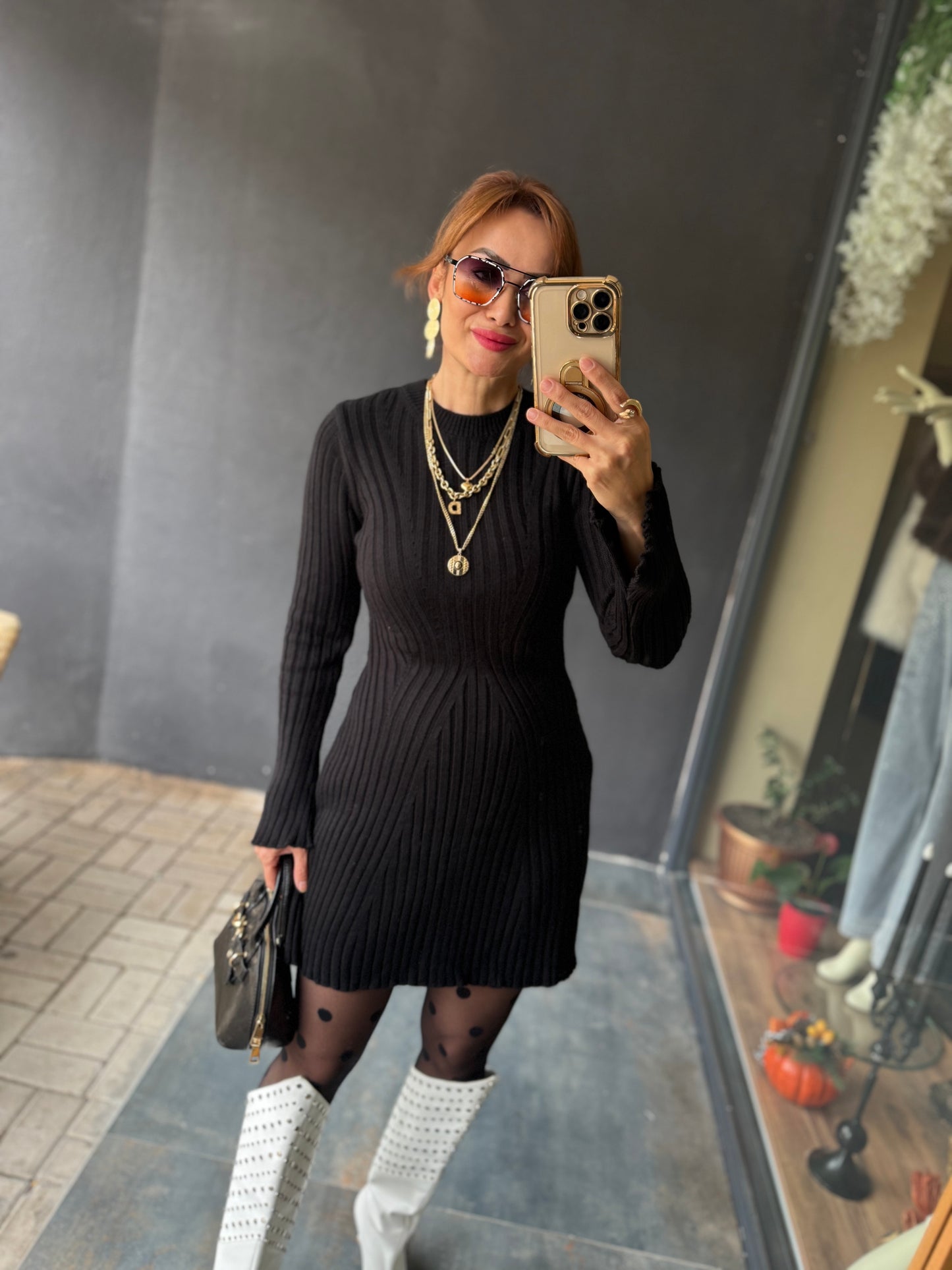 Silva Siyah Triko Elbise