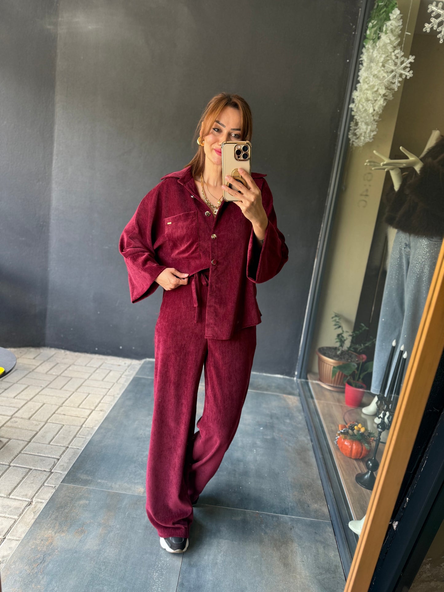 Doriko Bordo Kadife Takım