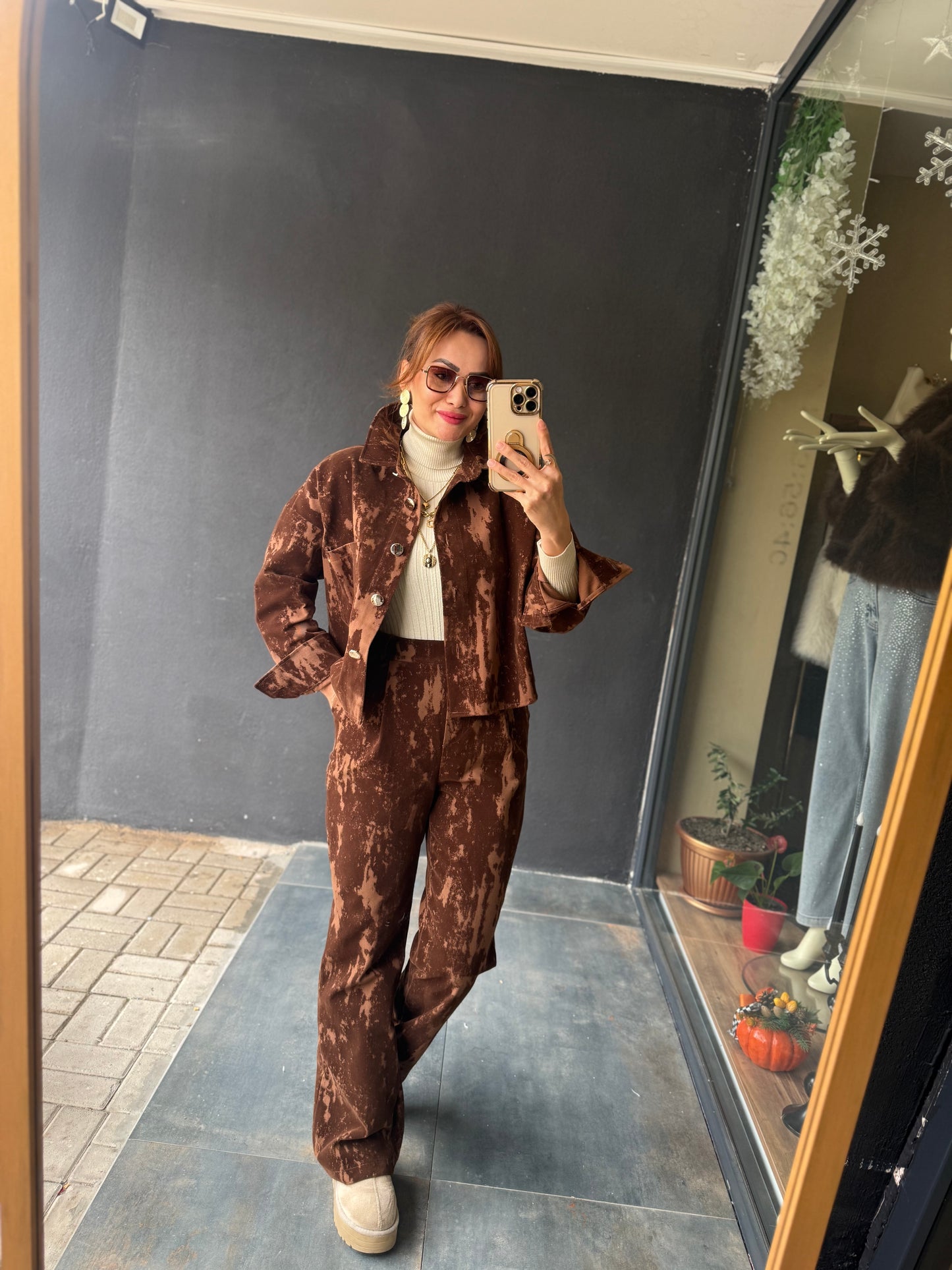 Denhag Kahve Kadife Takım