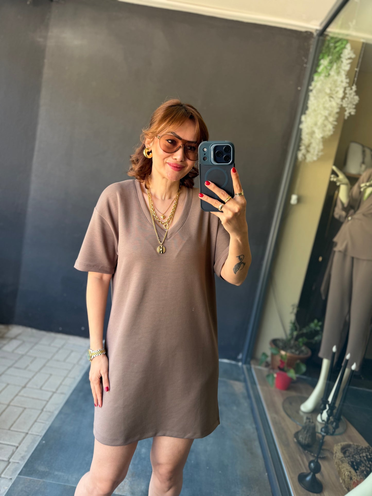 Wear Kahve Basic Elbise