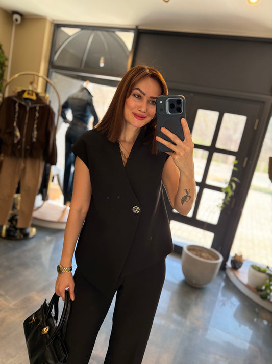 Miley Maskülen Siyah Krep Takım